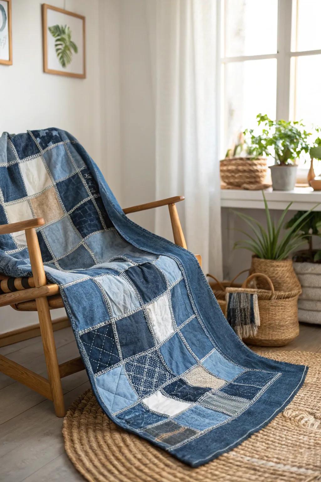 Wrap yourself in the warmth of a cozy denim quilt, where sustainability meets style.