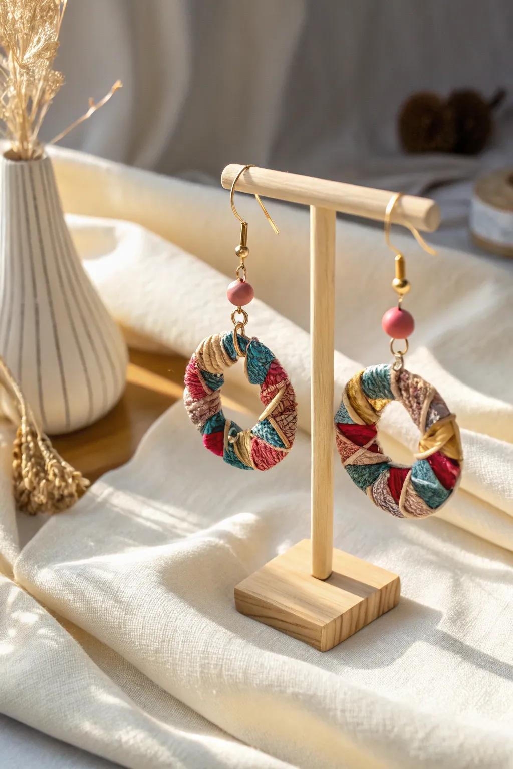 Transform fabric scraps into stunning earrings that add a unique touch of artistry to your style.