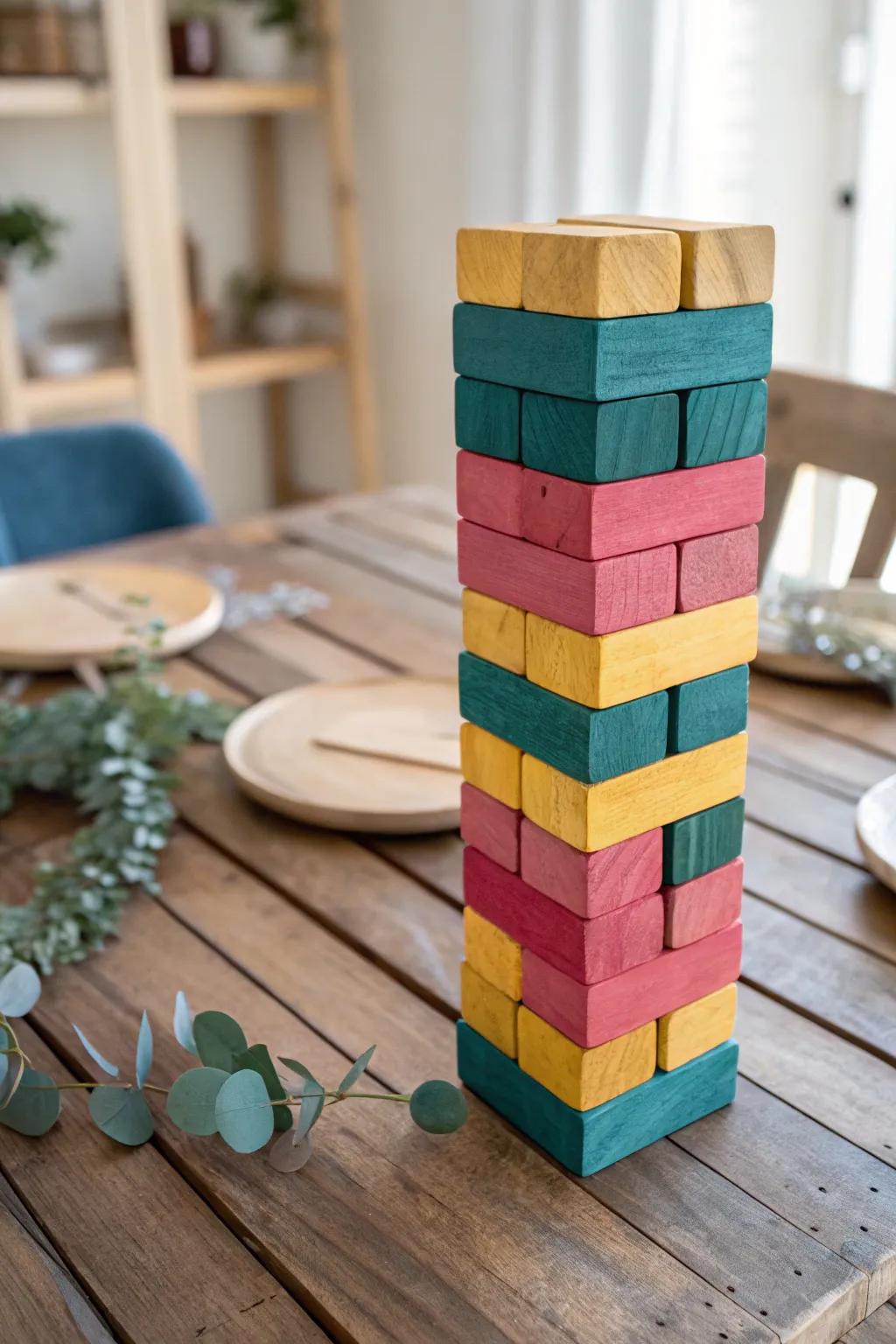 Add a splash of color to game night with this vibrant and stylish Jenga set!
