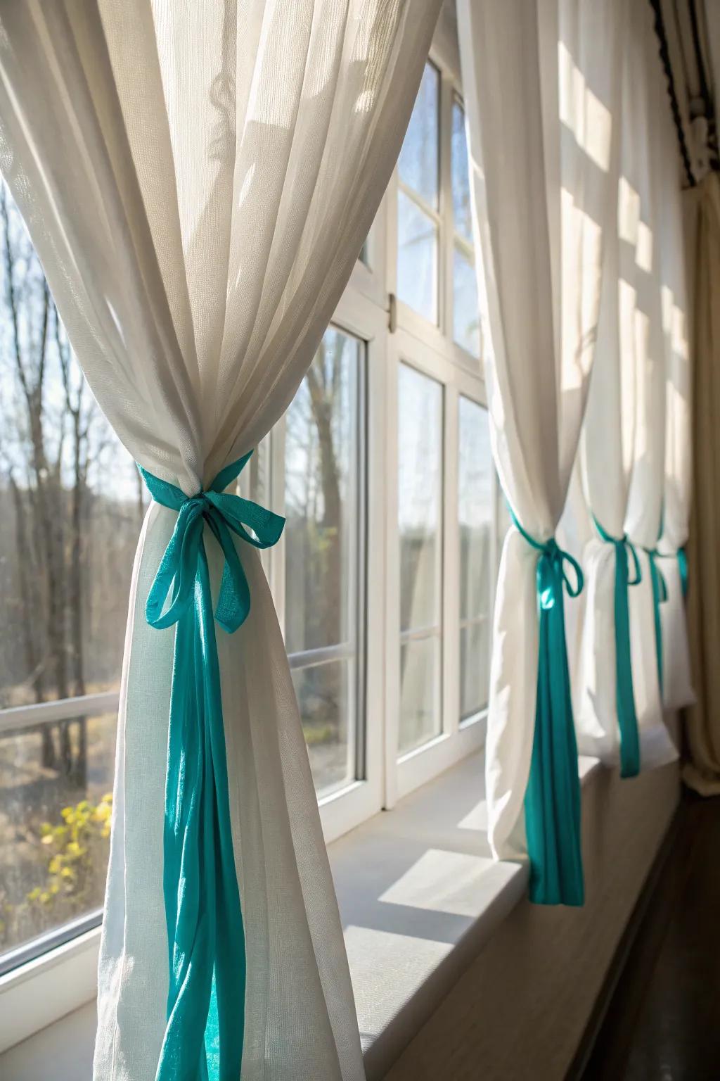 A pop of color in curtain accessories can transform the look.