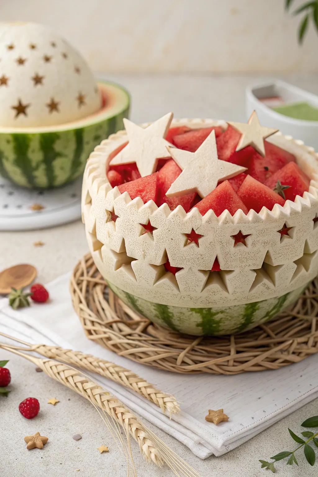Bring the night sky to your table with this stunning starry watermelon basket—where Scandinavian simplicity meets boho charm.