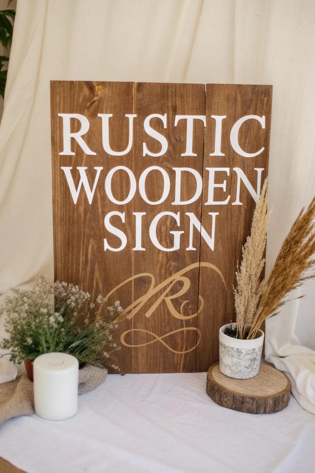 Embrace the simple beauty of a hand-painted wooden welcome sign, perfect for adding warmth and charm to any occasion.