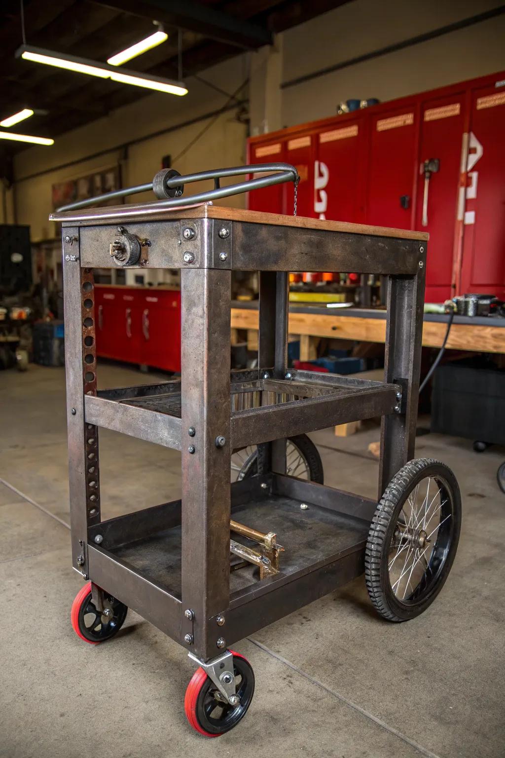 Craftsmanship meets sustainability: A welding cart built from recycled wonders.