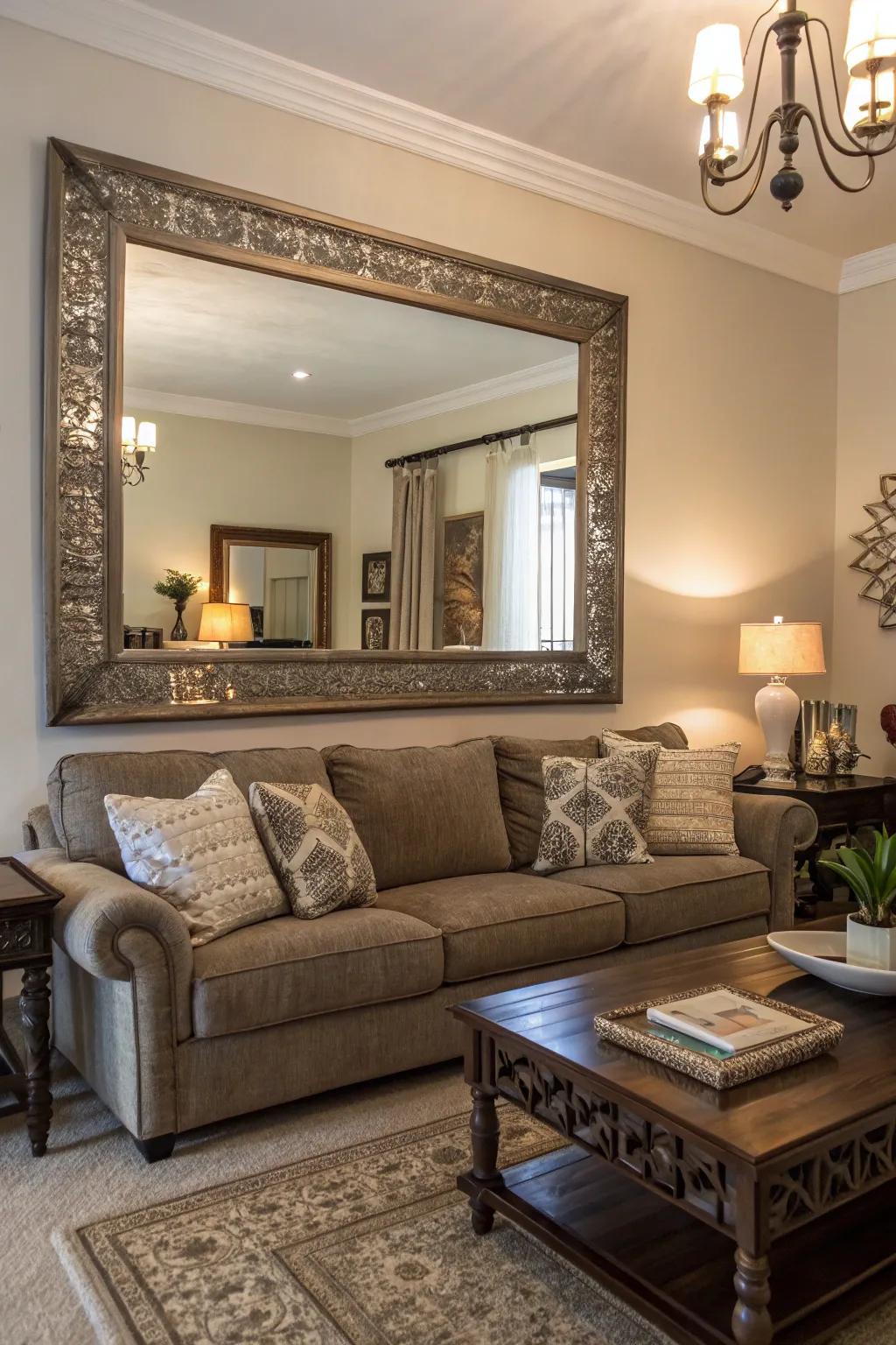 A mirror can create the illusion of more space and enhance light.