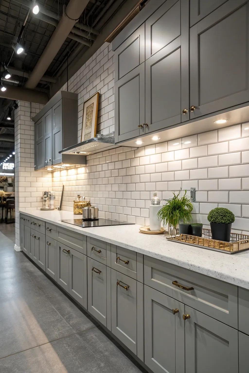 White subway tiles add a timeless touch to the kitchen.