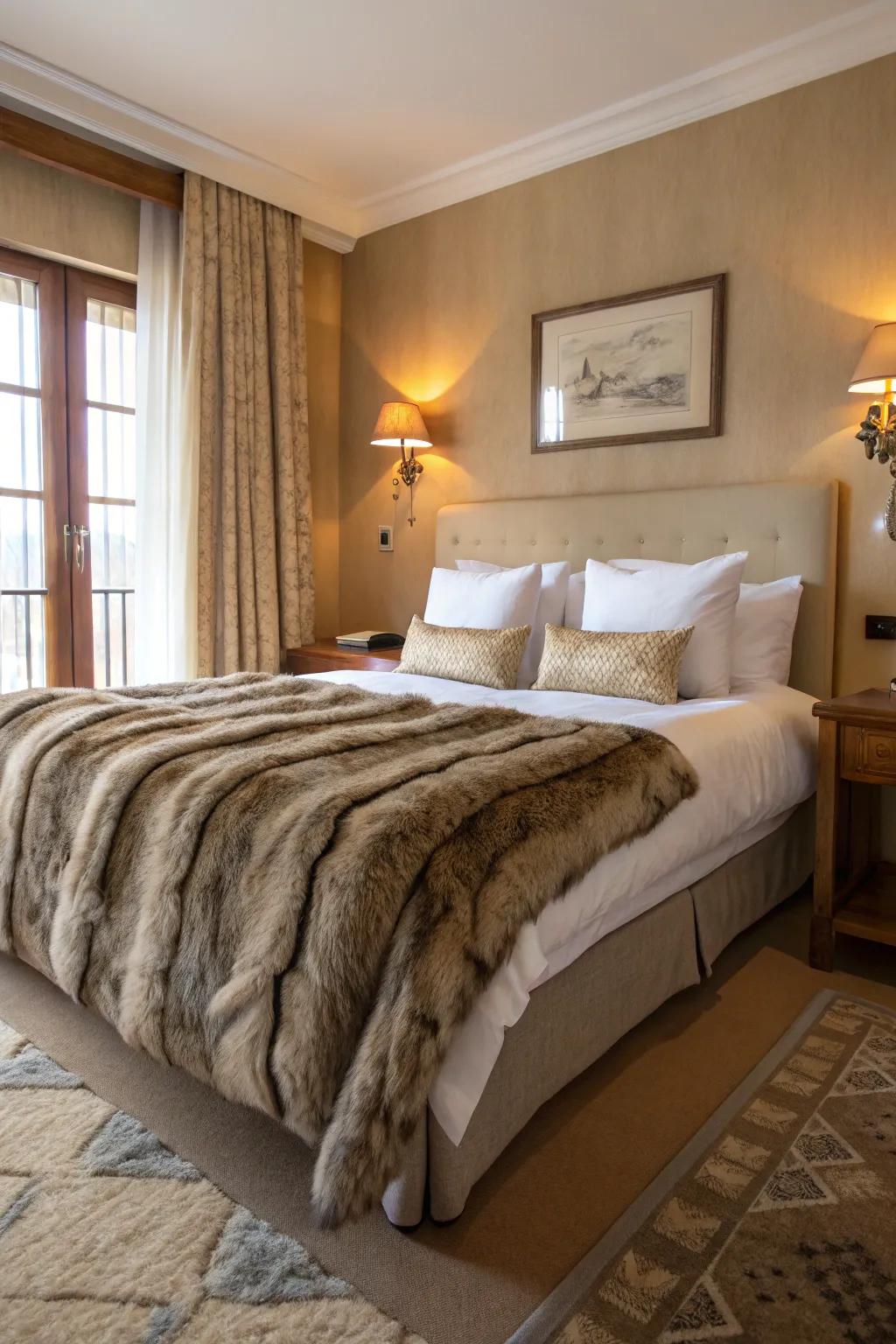 Faux fur adds luxury and warmth to your bedding.