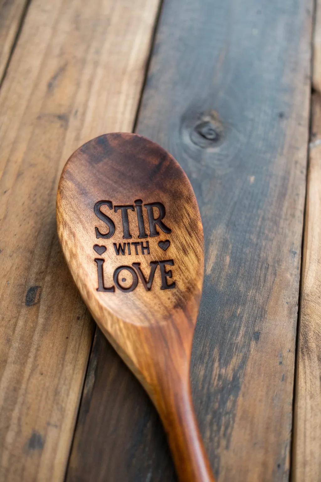 Add a personalized touch to your kitchen with bespoke wooden utensils that speak to the heart.
