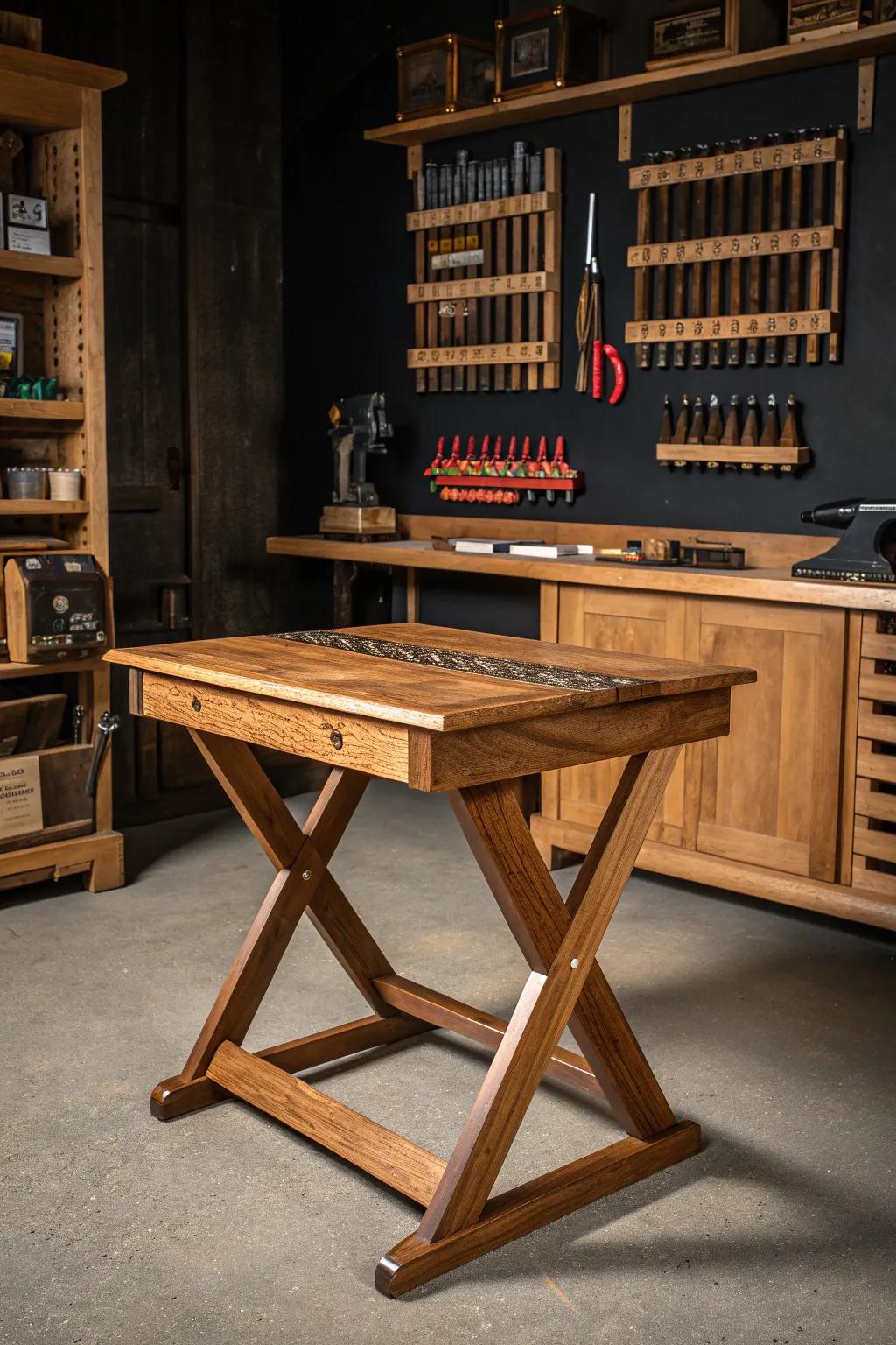 Maximize your space with style: Discover the artistry of foldable tables in compact workshops.