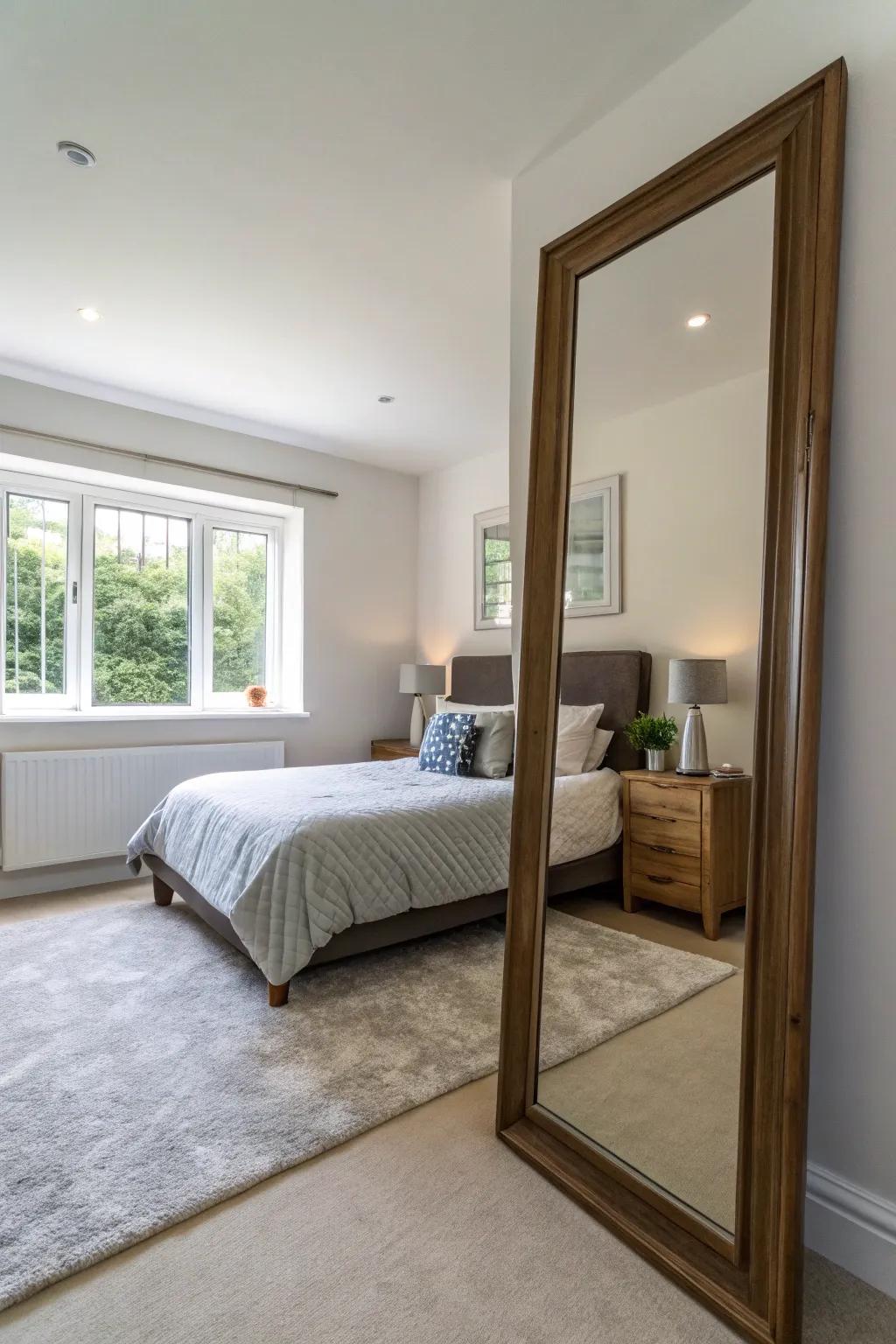 Mirrors add depth and brightness to compact spaces.