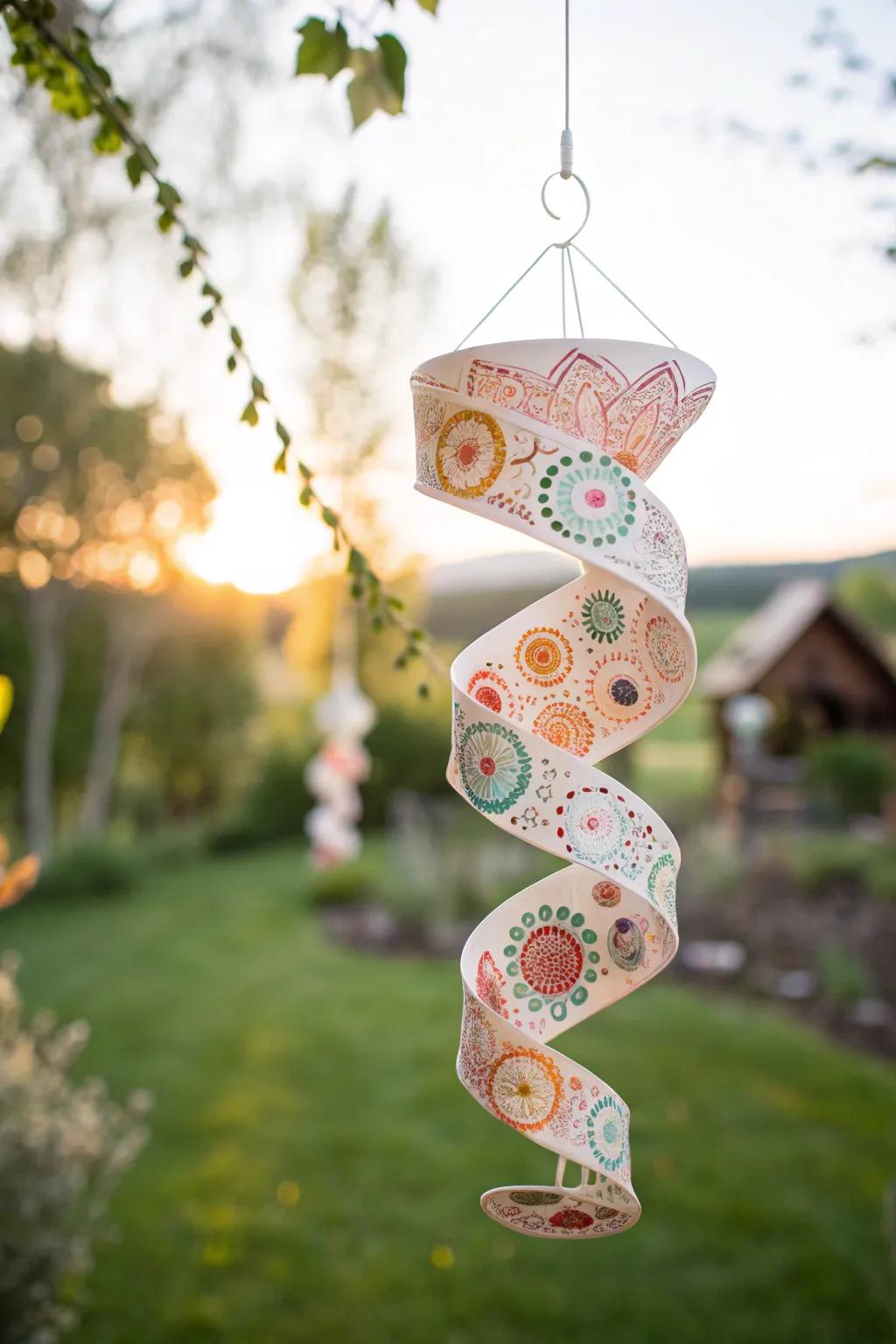Add a splash of color and creativity to your garden with a handcrafted wind spinner.