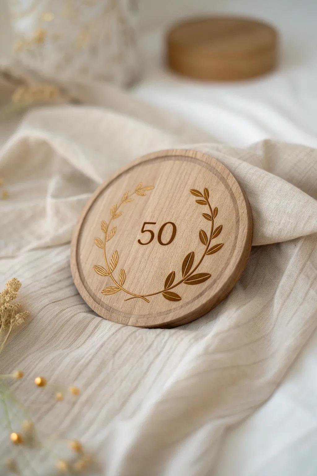 Celebrate timeless love with a stunning 50th-anniversary plaque, where minimalist elegance meets golden milestones.