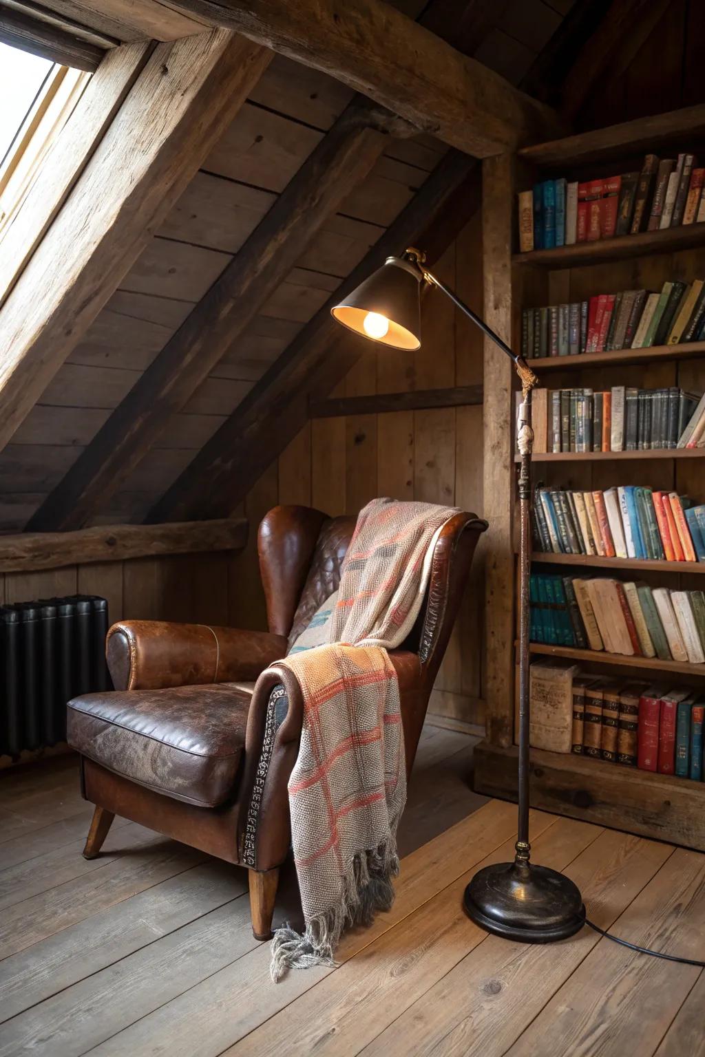 Find your perfect escape in this charming attic reading nook.