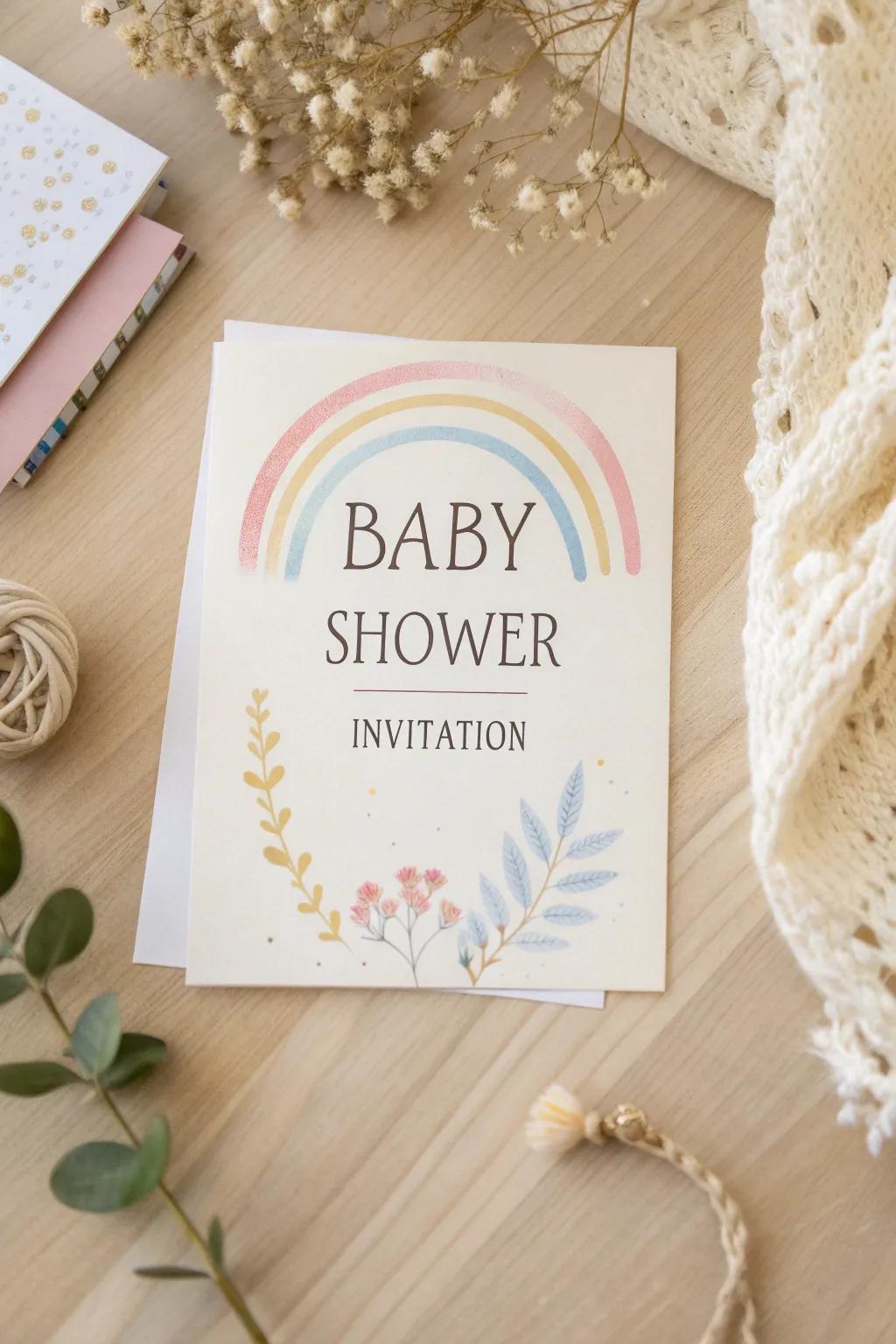 Invite joy with a touch of pastel elegance, perfect for welcoming a new little one.