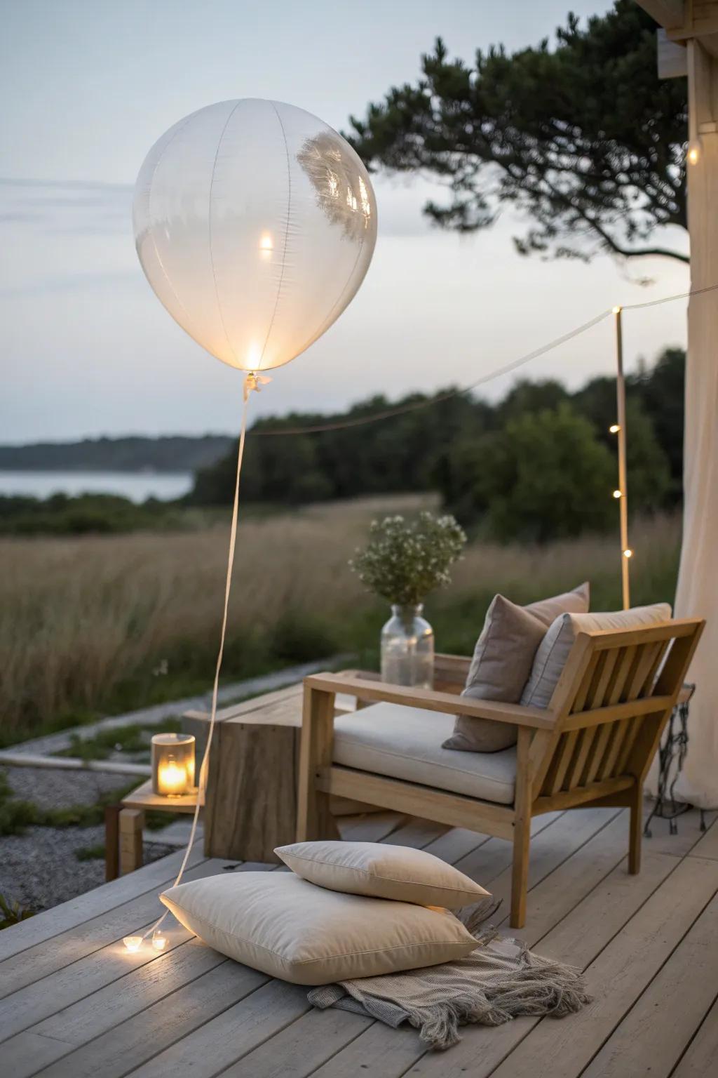 Illuminate your night with the enchanting glow of LED-lit balloons—perfect for adding a touch of magic to your outdoor gatherings.