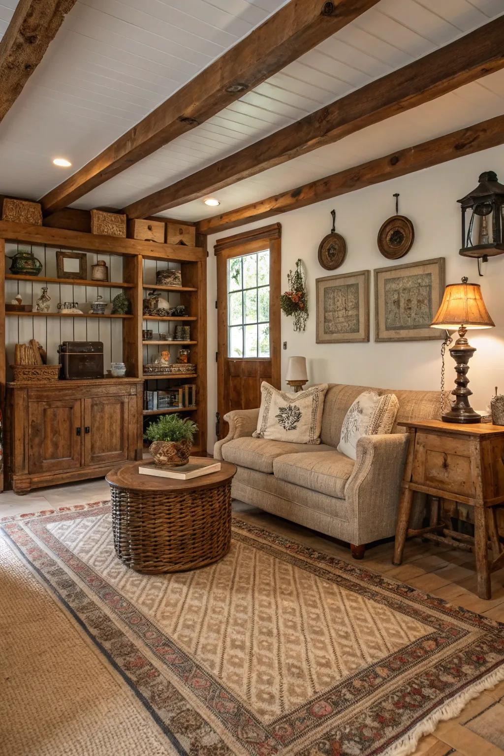 Rustic décor adds charm and history to the space