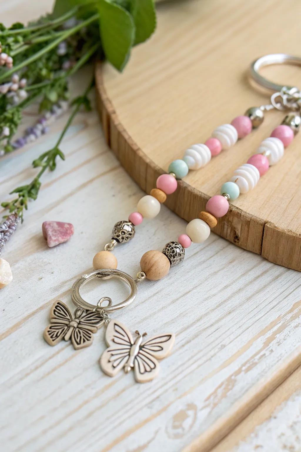 Embrace whimsy with this Butterfly Delight keychain, where minimalist elegance meets bohemian charm.