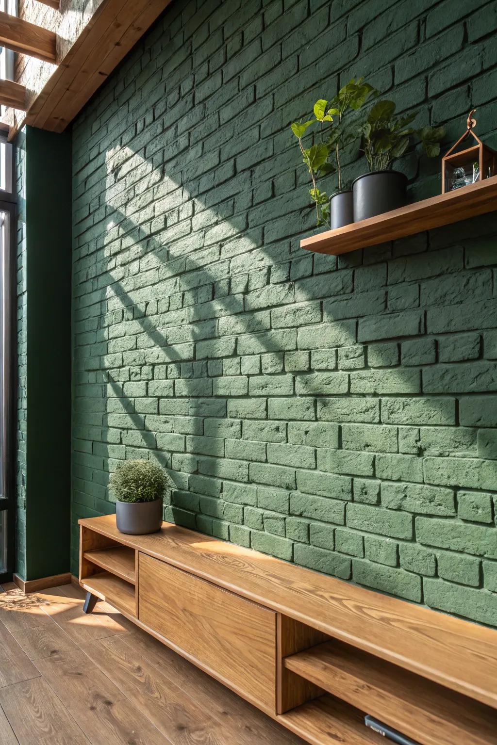 Transform your space with earthy green tones that bring nature indoors. Perfectly paired with wooden accents for a cozy, stylish vibe.