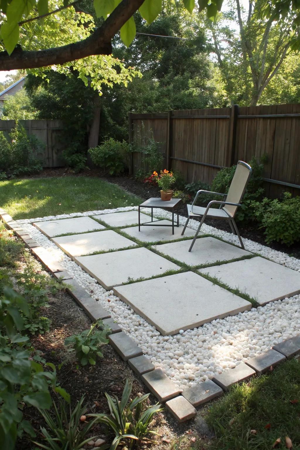 Transform your backyard into a chic retreat with a budget-friendly patio upgrade. #PatioOnADime