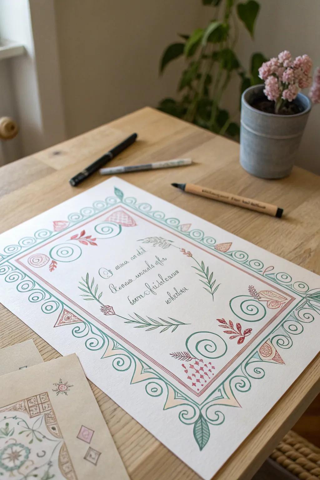 Frame your words with elegance: Discover the art of decorative borders in calligraphy.