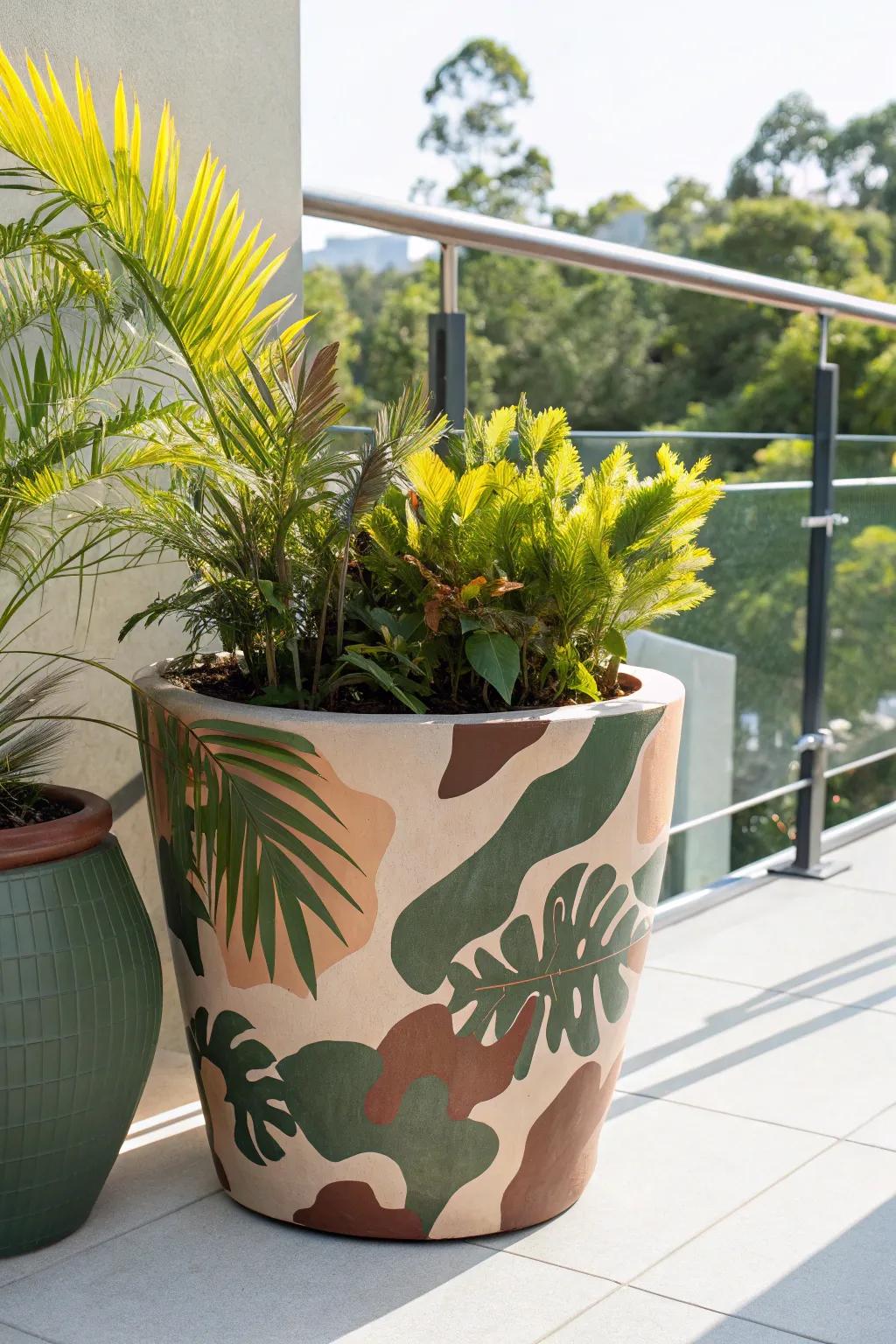 Transform your space into a jungle retreat with a camo-painted planter—nature meets adventure.