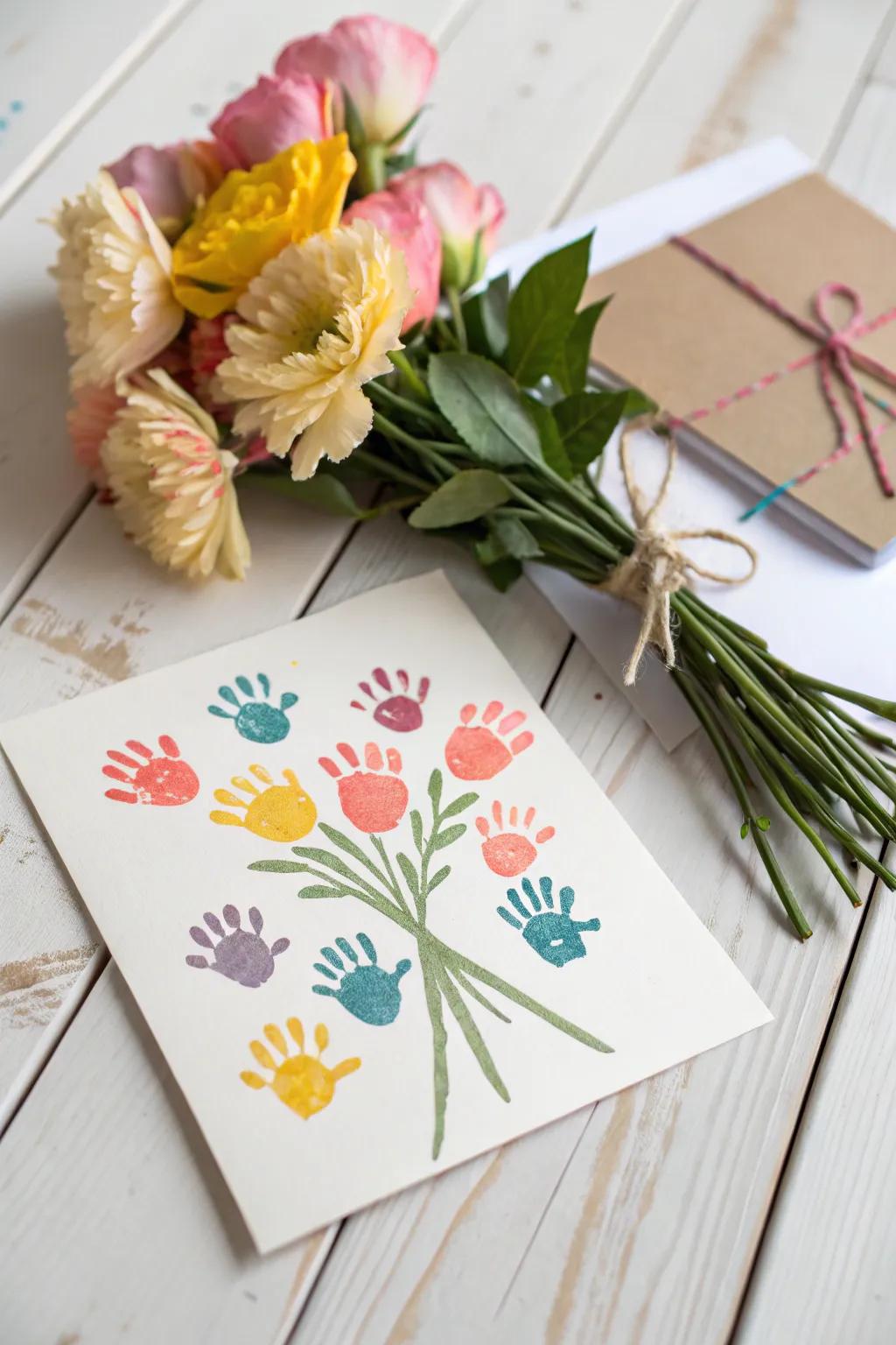 Celebrate the art of learning with a charming Handprint Bouquet Card, where little hands craft lasting memories. 🌼✨
