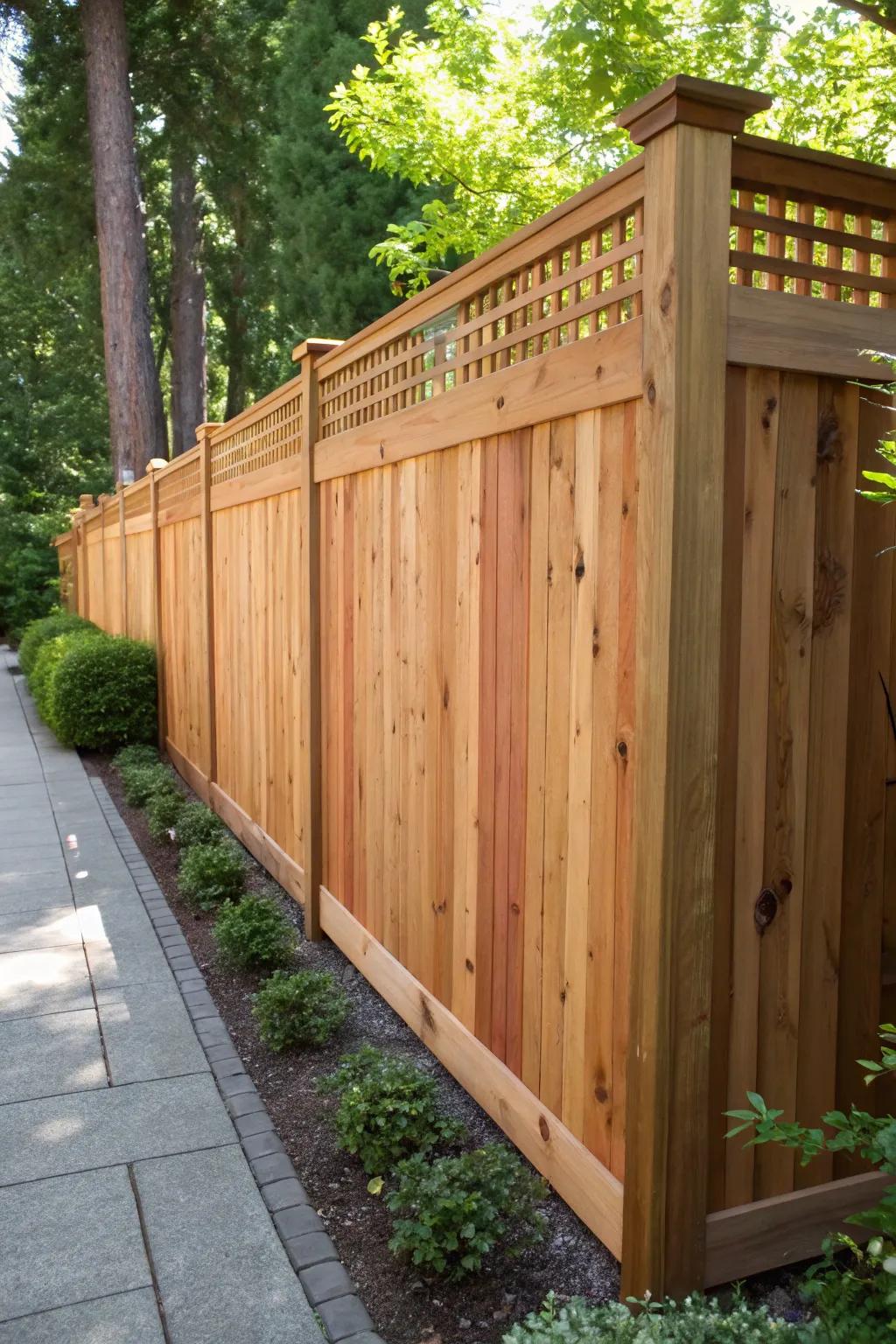 Enhance your outdoor space with a stylish cedar shadowbox fence that offers both privacy and elegance.