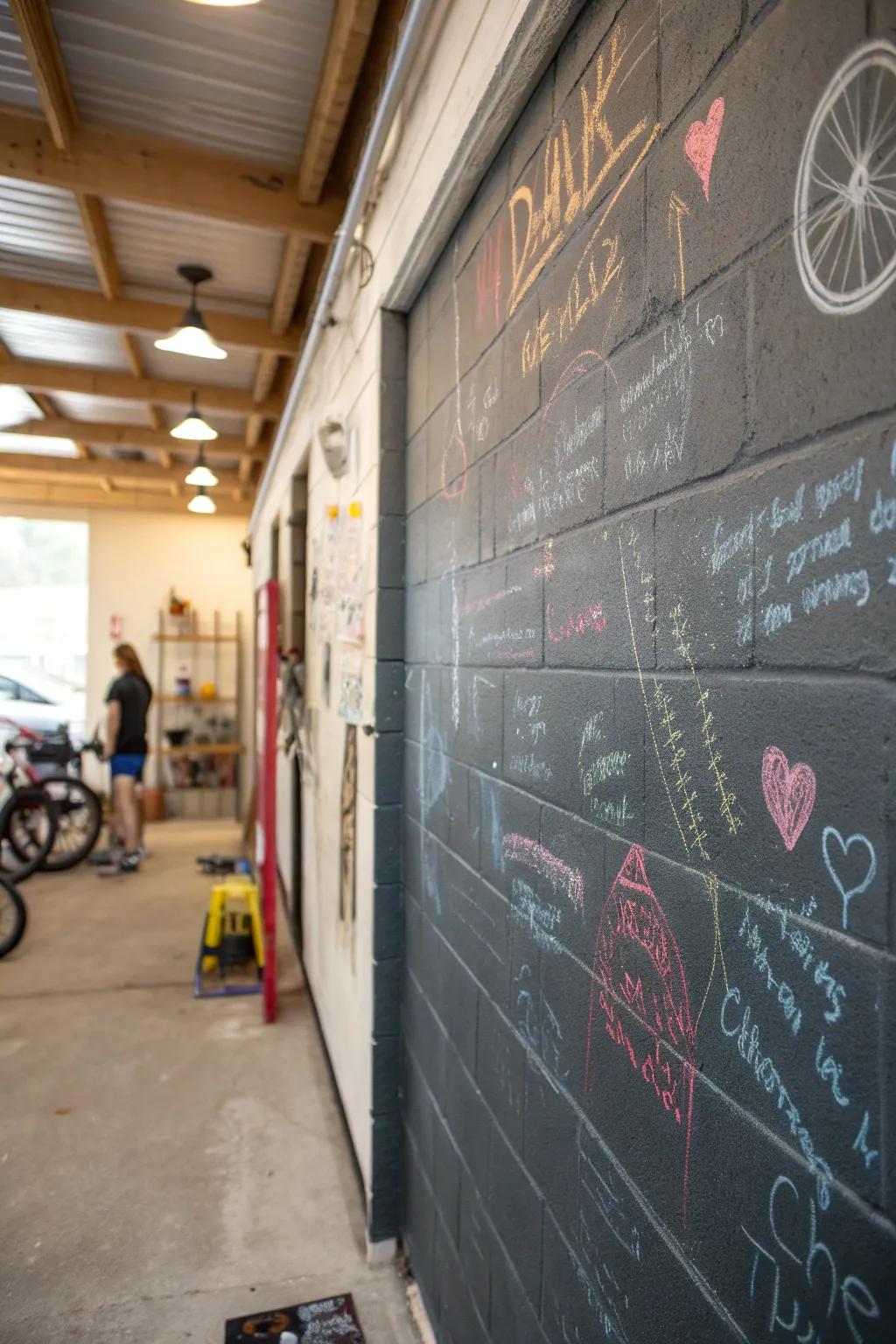 Chalkboard paint adds a creative and functional element.
