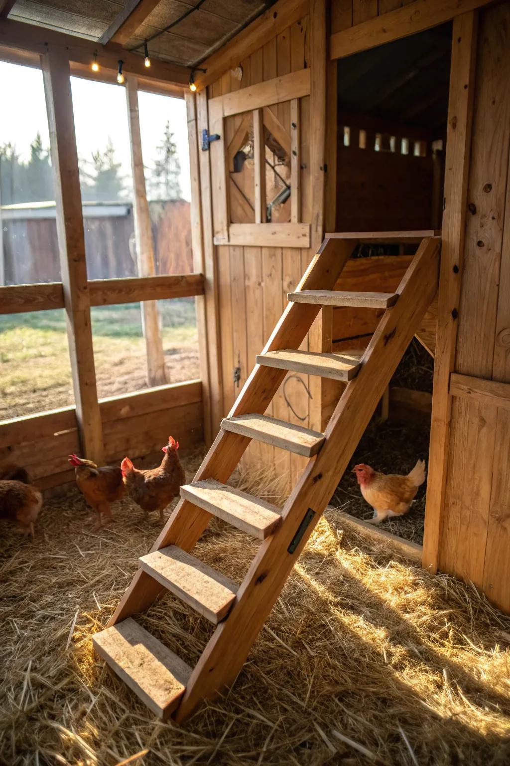 Elevate your coop with a fun and functional chicken ladder!
