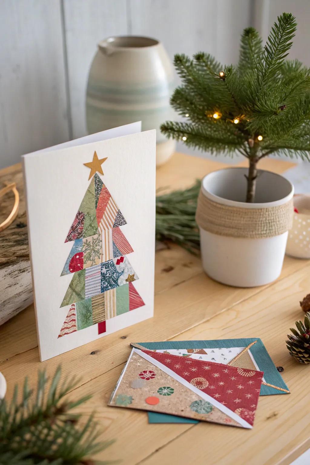 Unleash your child's creativity with these charming Christmas card collages, crafted with recycled materials for a touch of eco-friendly holiday magic.