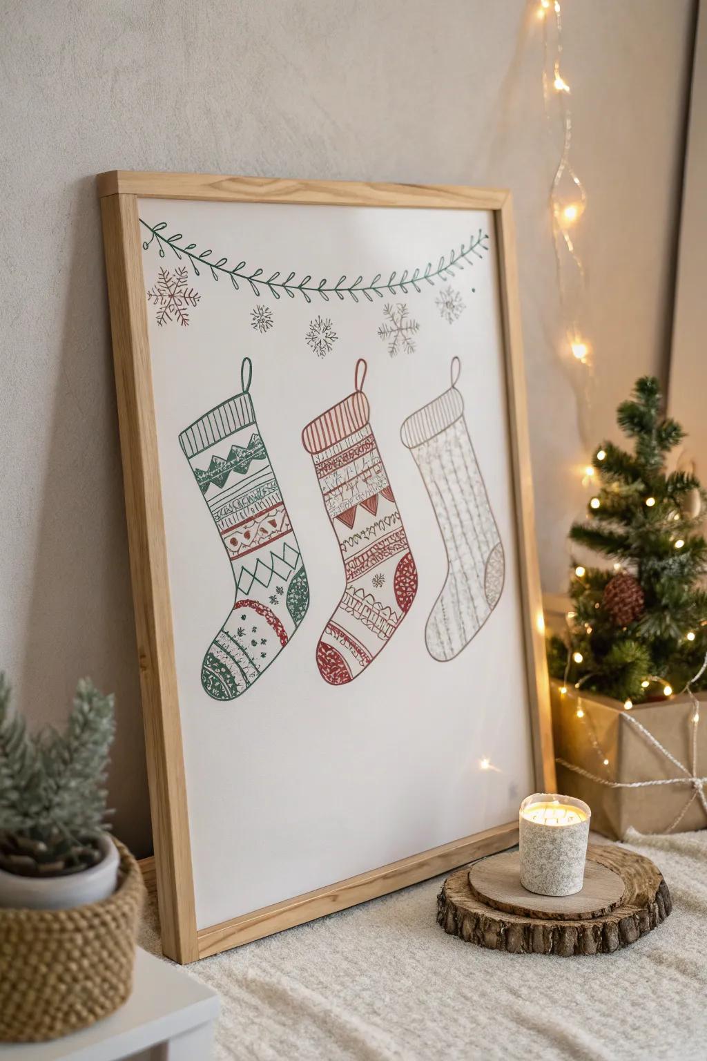 Capture the essence of the holidays with minimalist charm: Hand-drawn stockings for your festive to-do list.