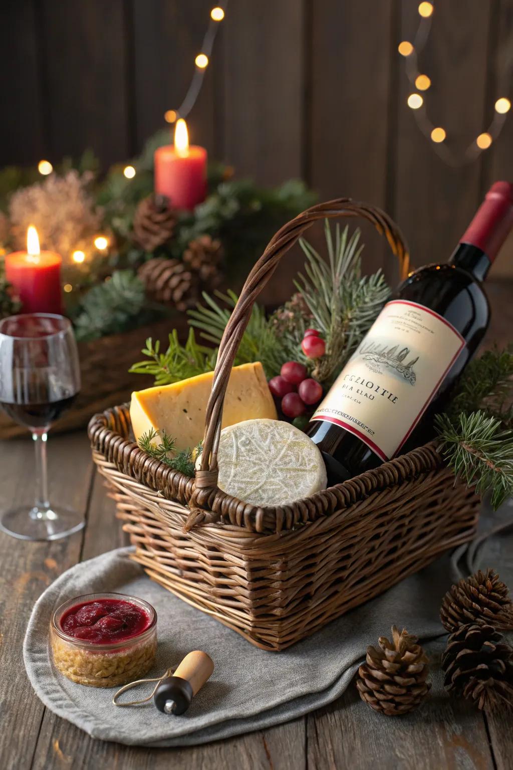 A sophisticated wine basket perfect for the discerning palate.