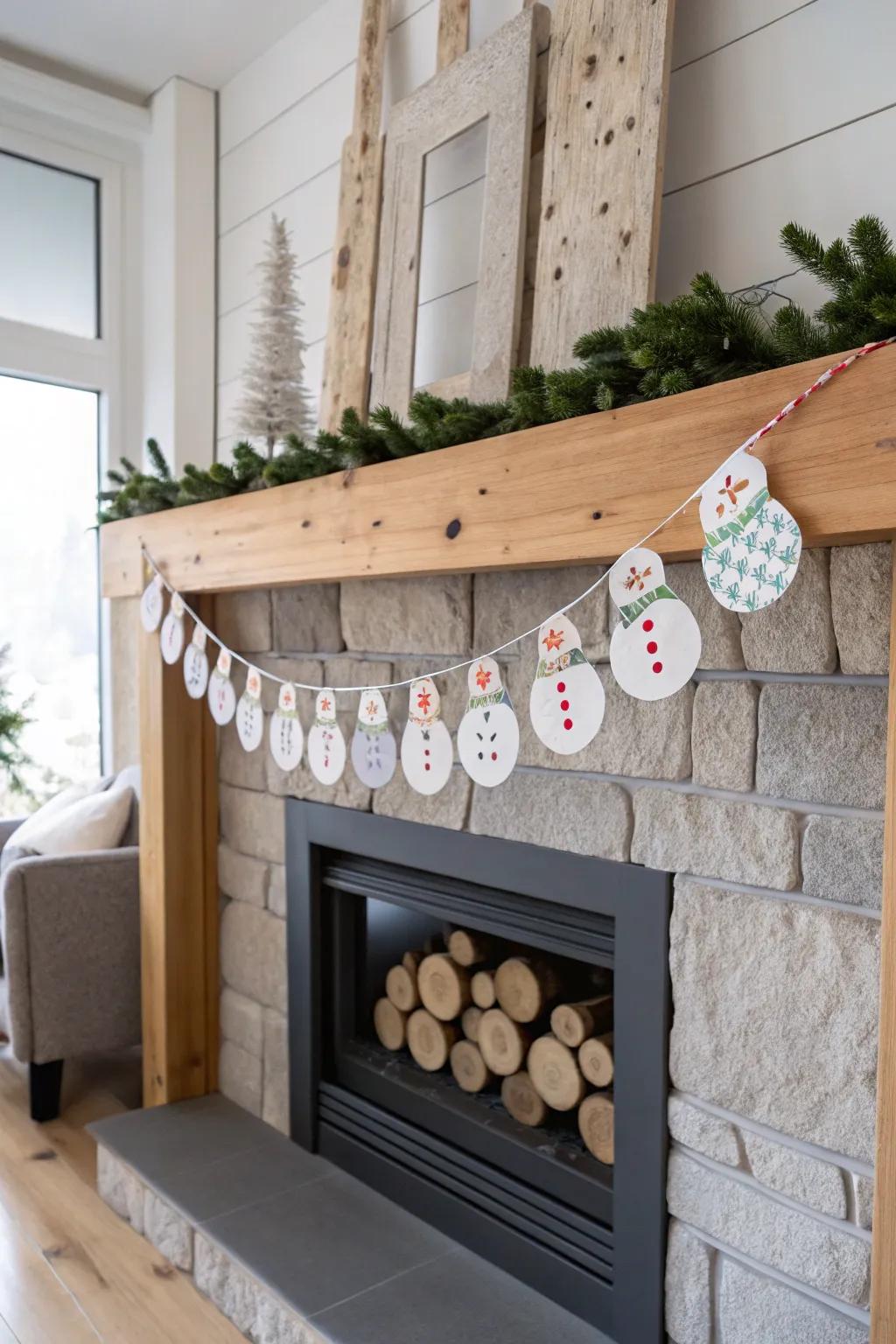 Elevate your holiday decor with a charming snowman garland, blending Scandinavian simplicity with Boho flair.