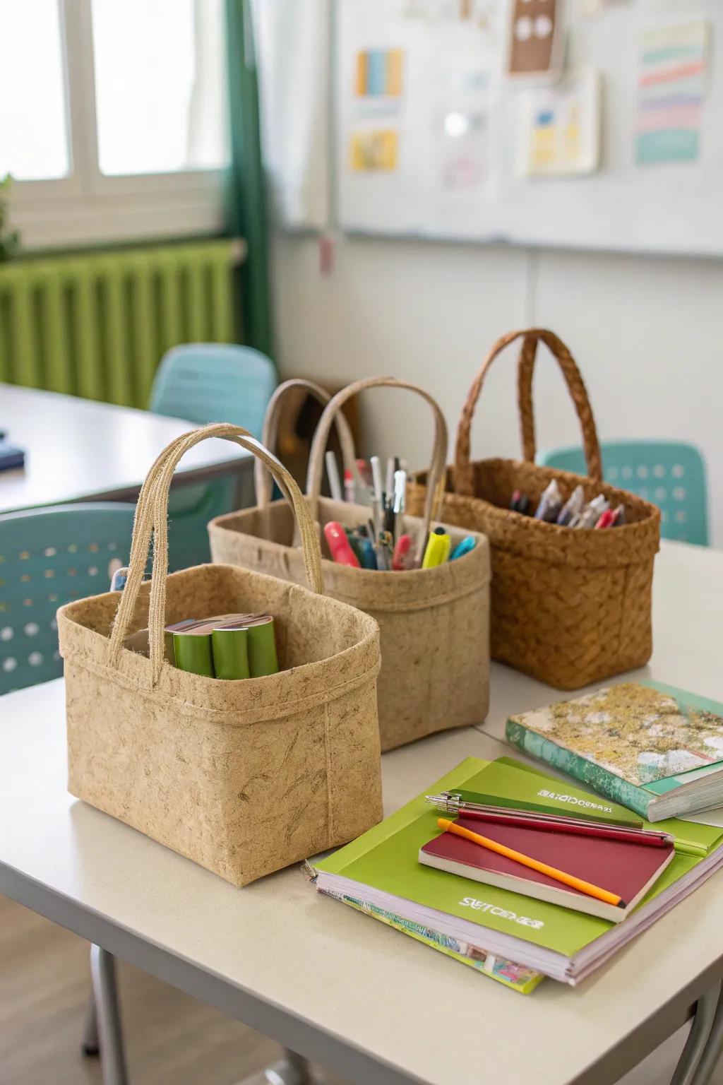 Eco-friendly caddies for a sustainable classroom