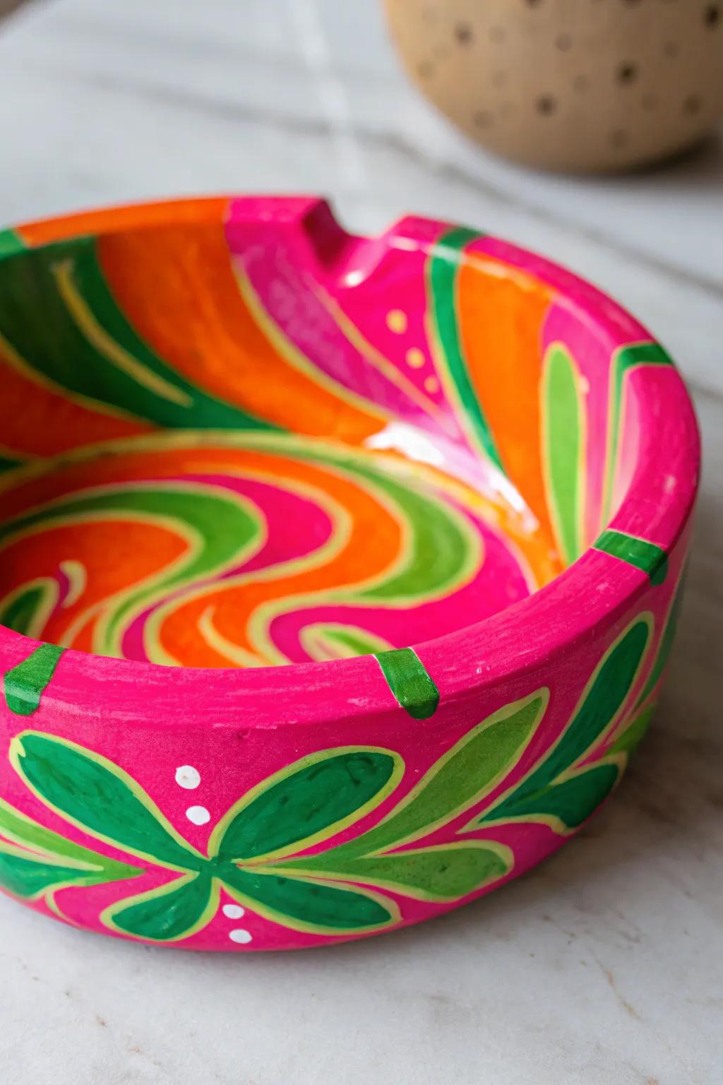 Add a splash of color to your space with this vibrant clay ashtray—where artistry meets functionality!