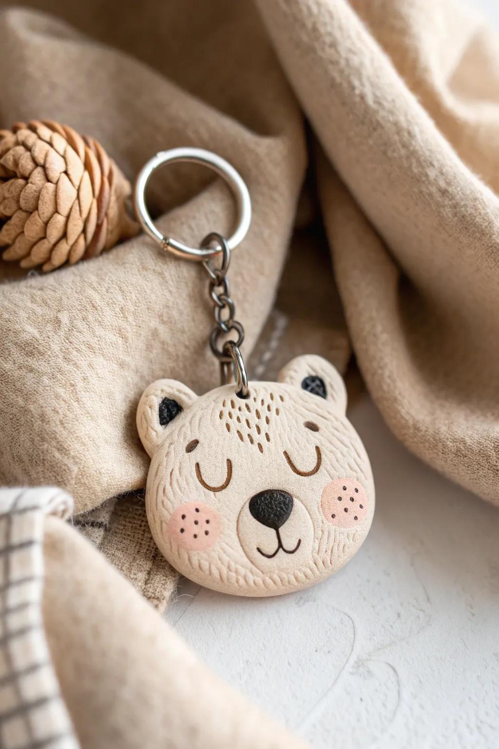 Add a touch of whimsy to your keys with a charming clay bear keychain—where minimalism meets playful design!