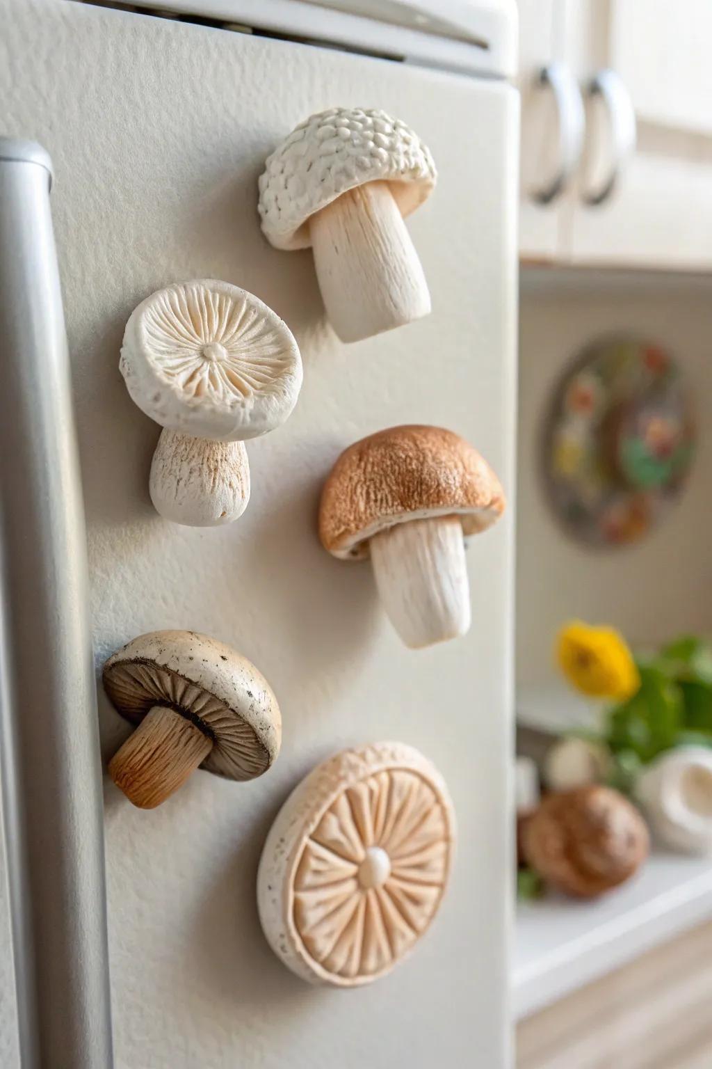 Enchant your space with whimsical mushroom cap magnets that bring a touch of fairy tale magic to your everyday life.