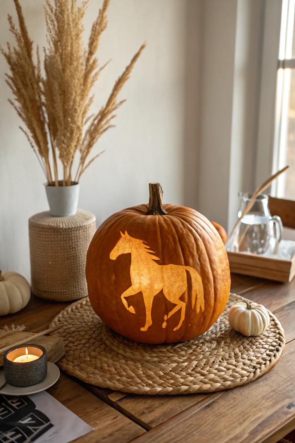 Embrace the spirit of freedom with this stunning horse silhouette carving.