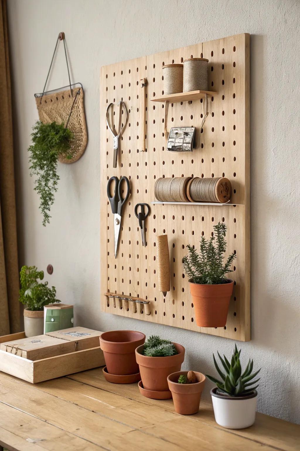 Transform your craft space with pegboard perfection—where organization meets art.