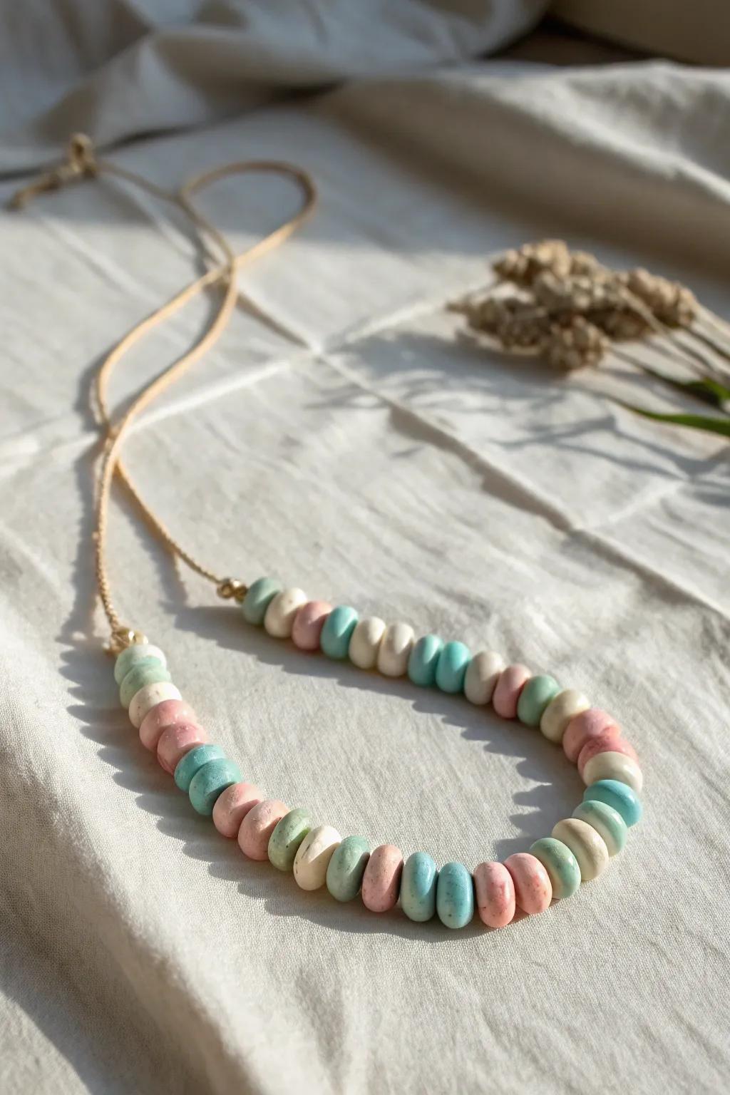 Celebrate creativity and simplicity with this charming pastel pasta necklace – a delightful craft for little hands.