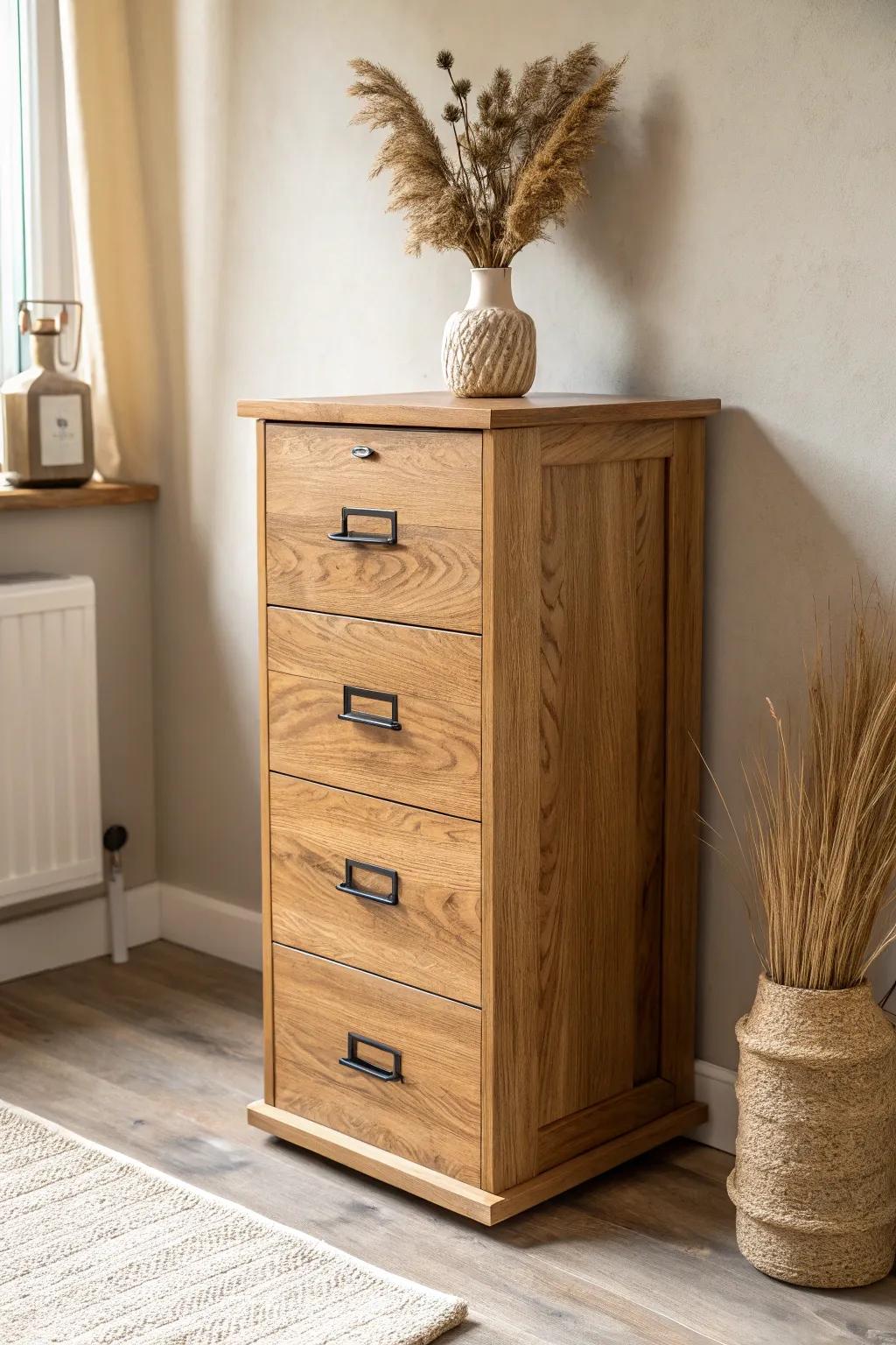 Elevate your space with a rustic wooden top—where functionality meets cozy elegance.