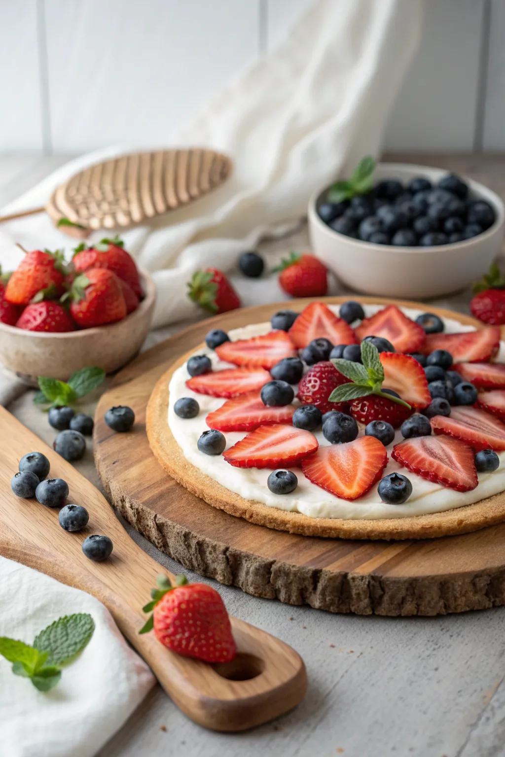 Celebrate in style with this stunning patriotic fruit pizza, perfect for your summer gatherings!