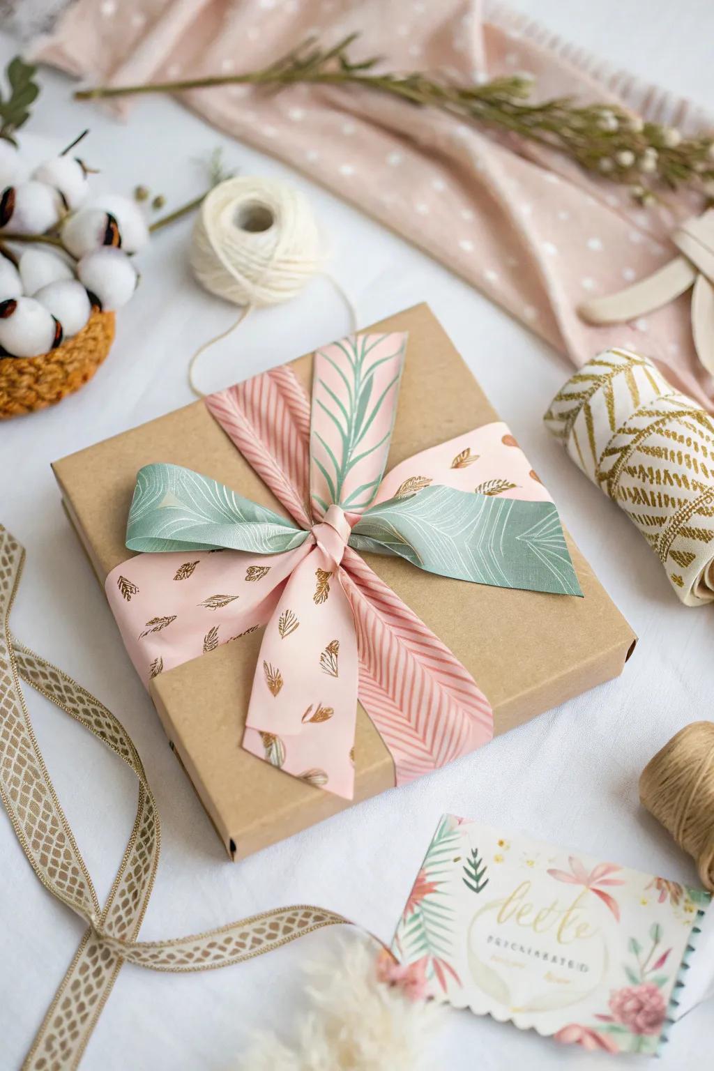 Elevate your gift-giving with a ribbon and bow extravaganza, where simplicity meets elegance in a stunning Scandinavian-Boho fusion.