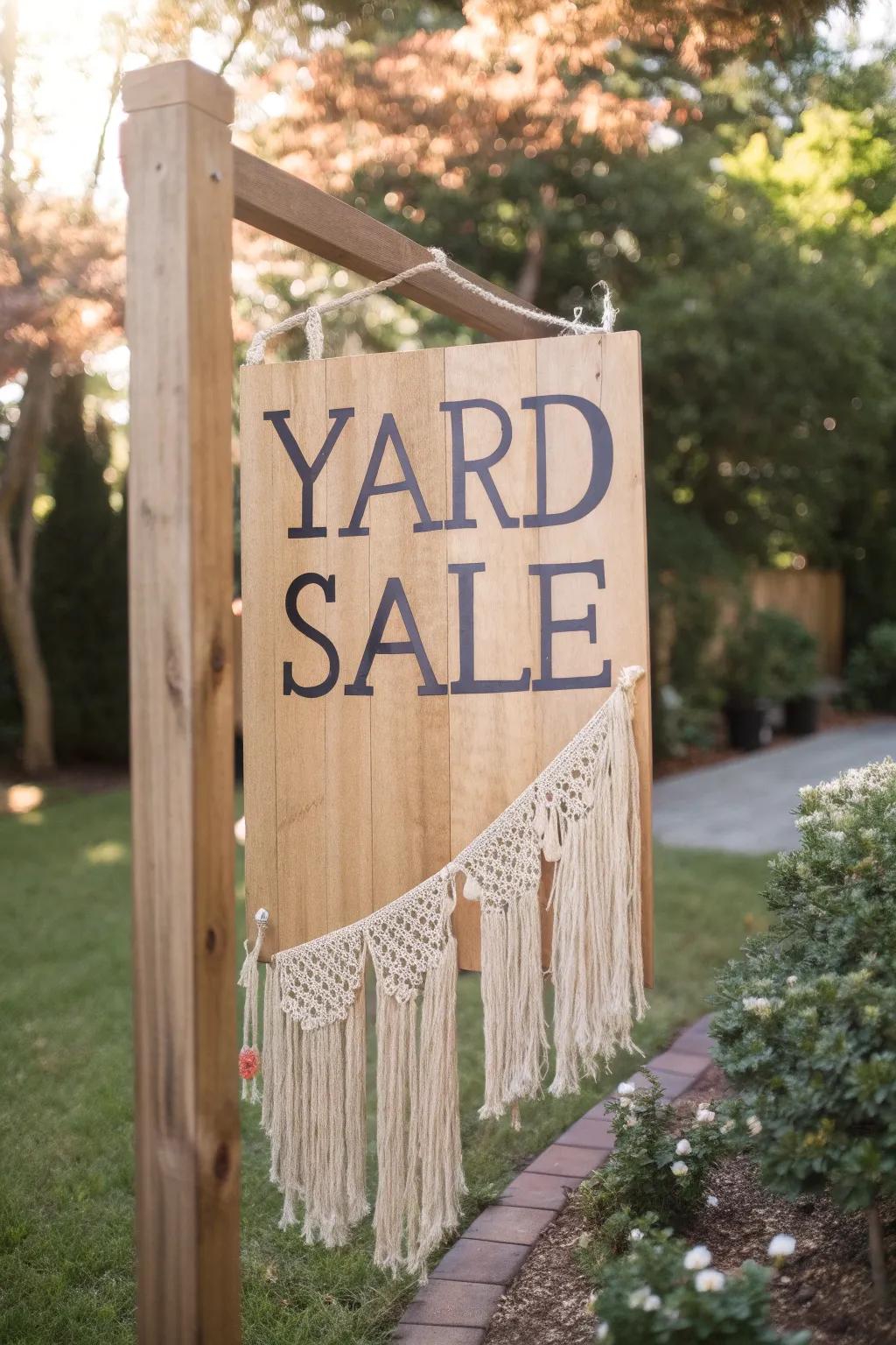 Make a bold statement with your yard sale sign - legibility meets elegance with a touch of Boho charm.