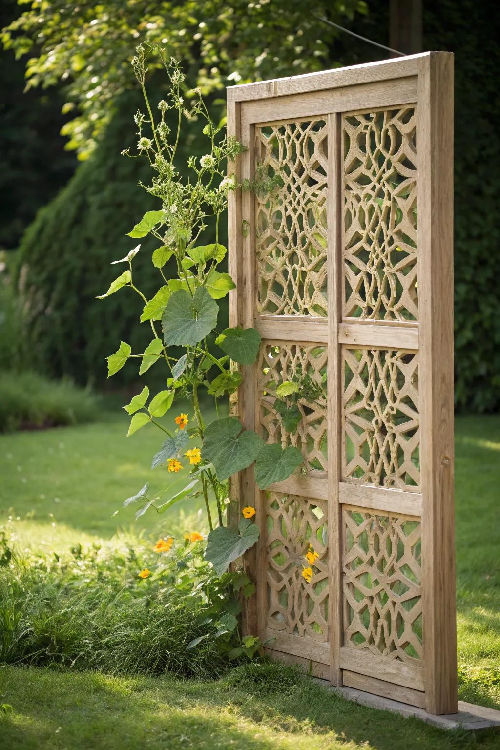 Elevate your garden's elegance with a minimalist lattice panel – where craft meets nature.