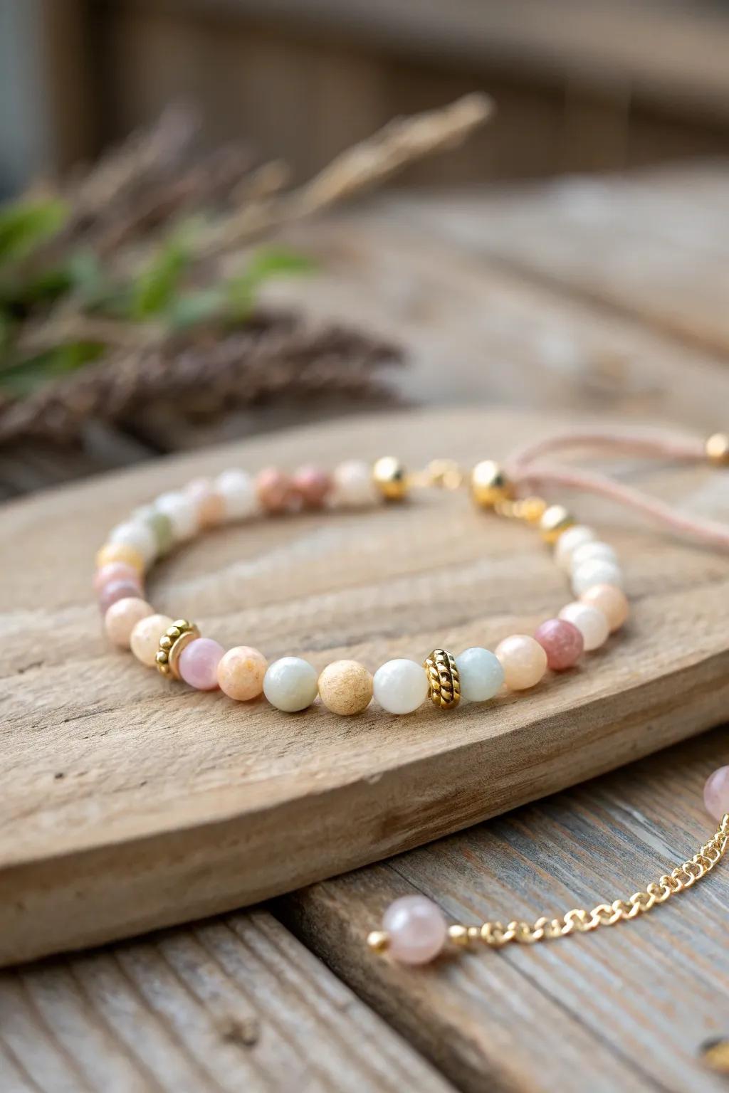 Embrace the art of layering with this charming bead bracelet, a perfect blend of simplicity and elegance.