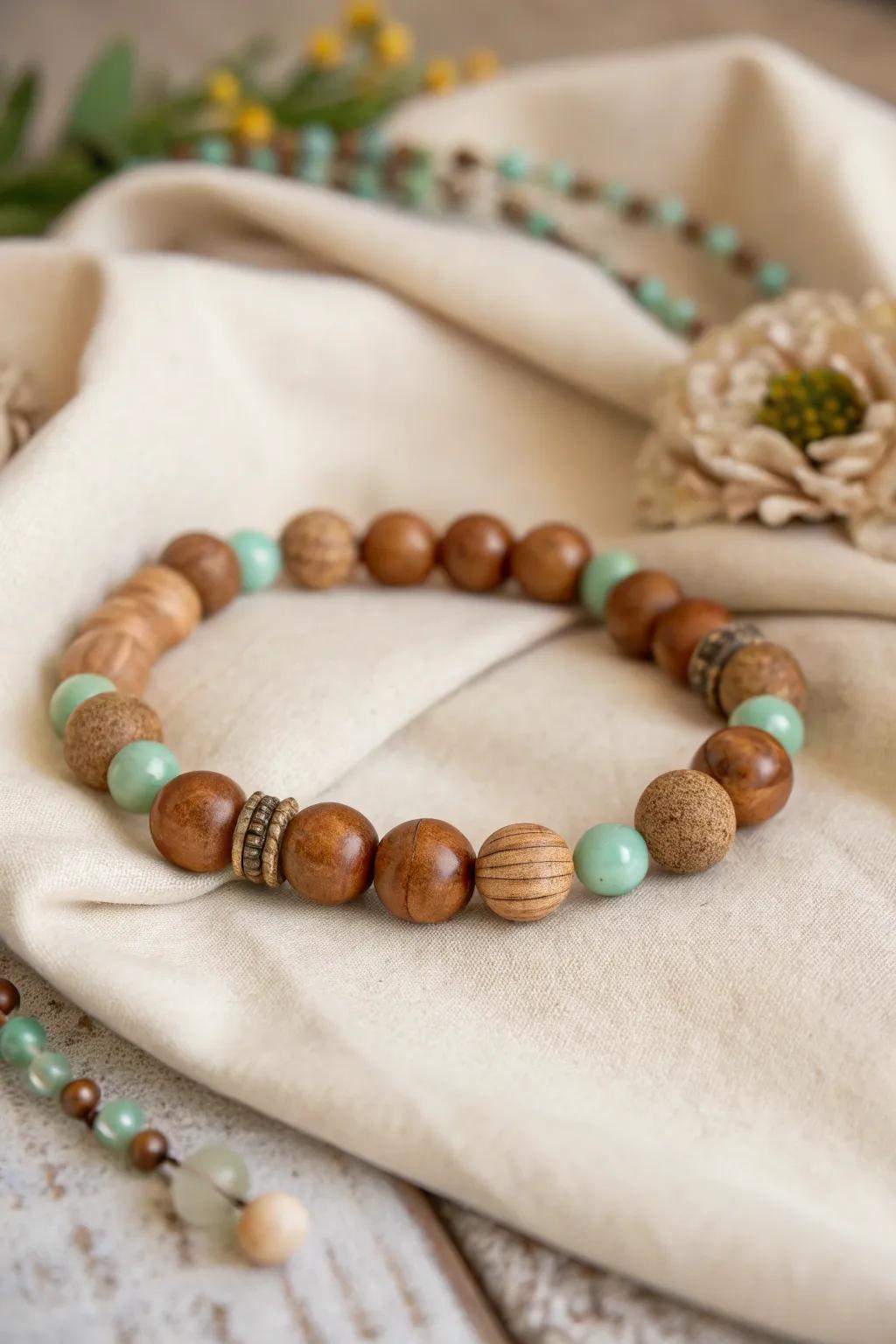 Embrace nature's elegance with a wooden bead bracelet – sustainable style with a touch of earth.