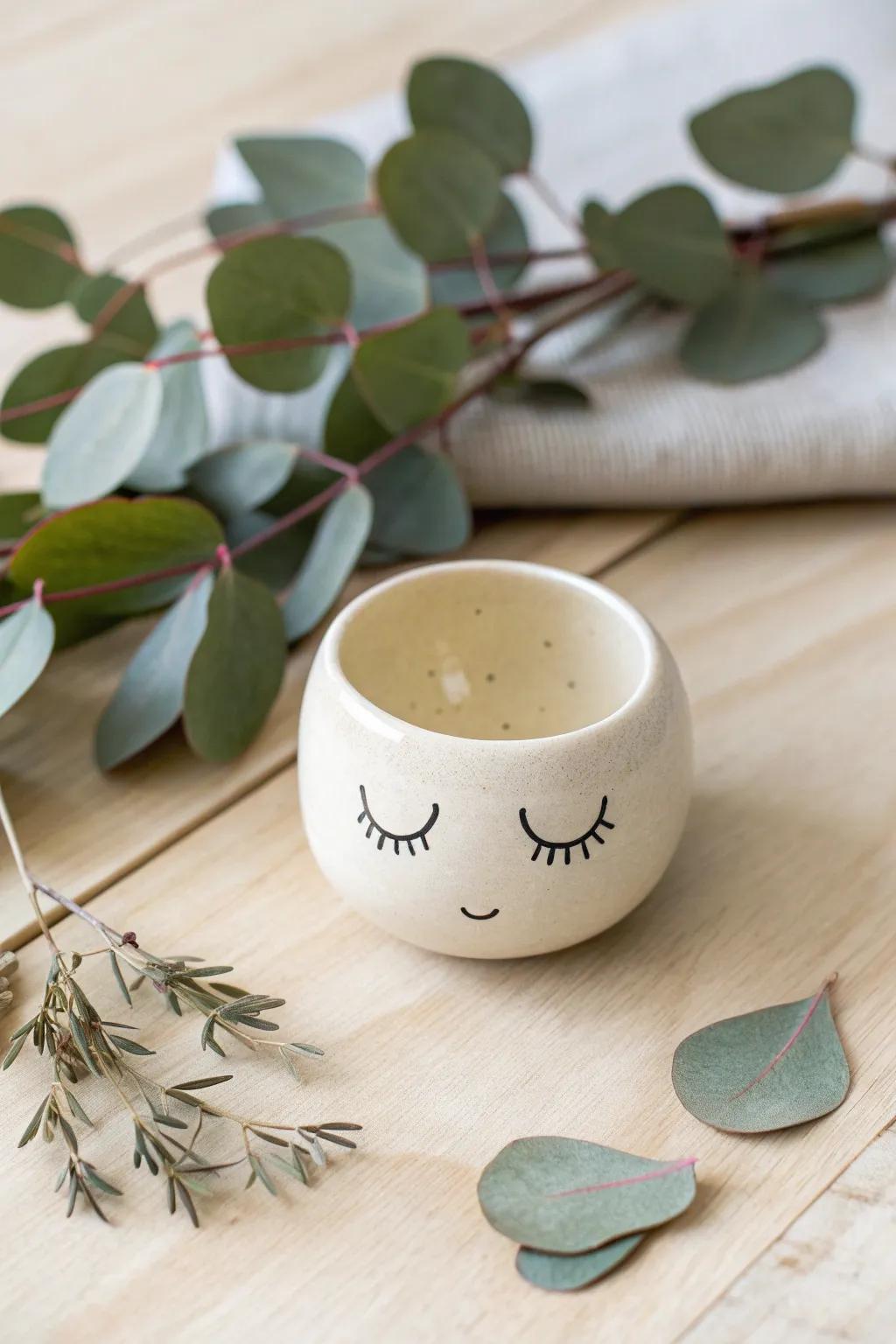 Embrace the charm of minimalism with this cute sleepy face pot, a perfect blend of Scandinavian simplicity and boho warmth.
