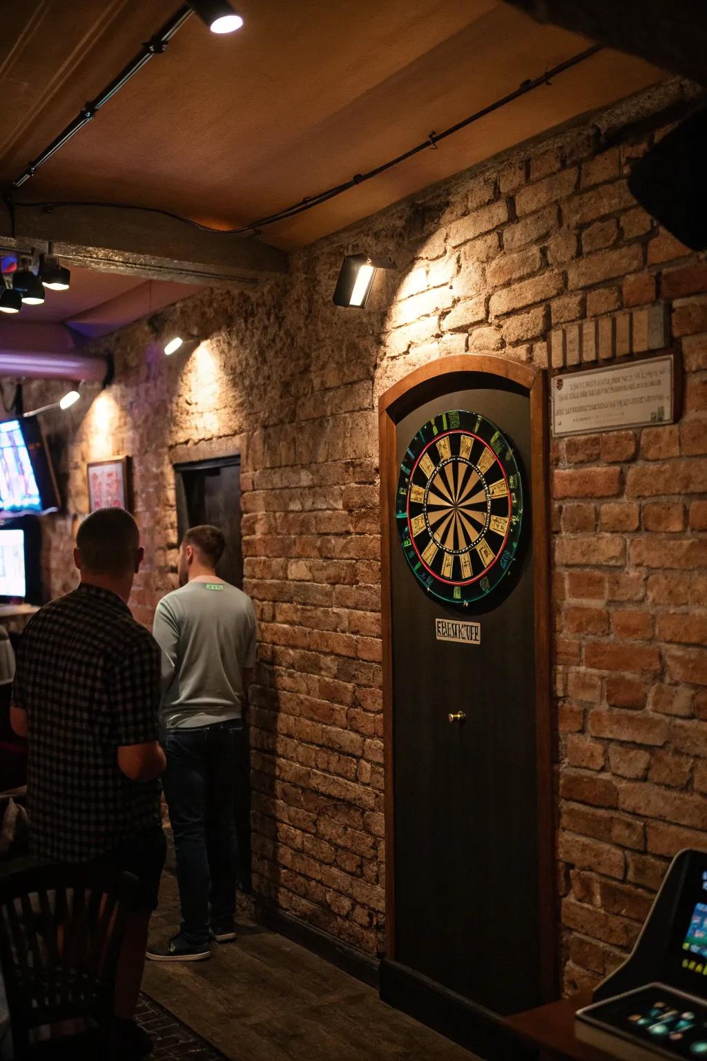 Decorative backdrops can add character to your dart room.