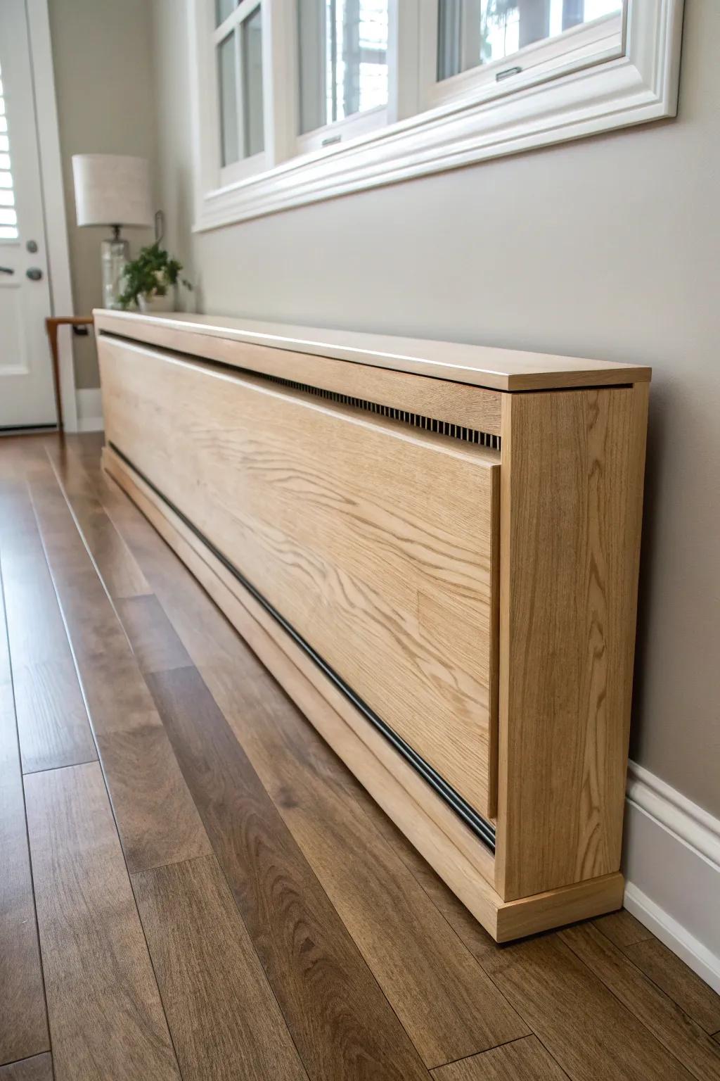 Elevate your space with a minimalist birch veneer heater cover.