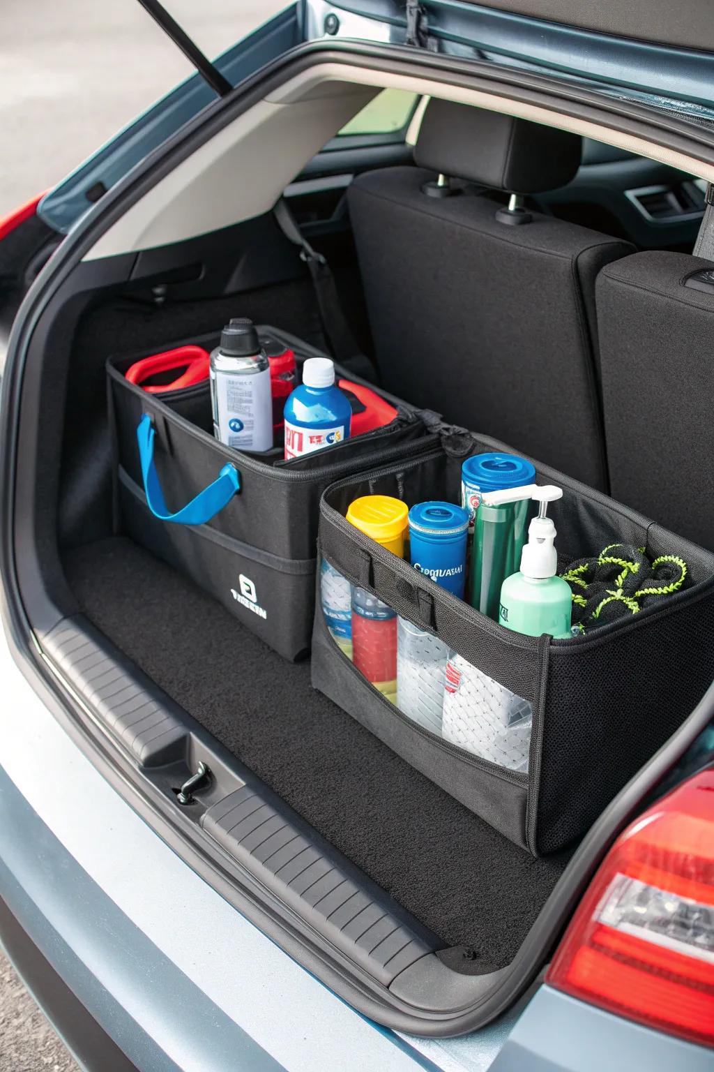 Transform your trunk with Velcro-backed straps for ultimate organization and style.